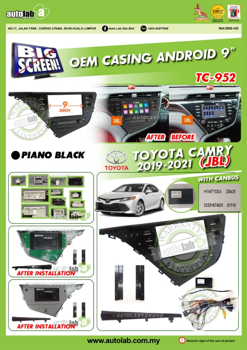 TOYOTA CAMRY CASING 10" (JBL) 2019-2021