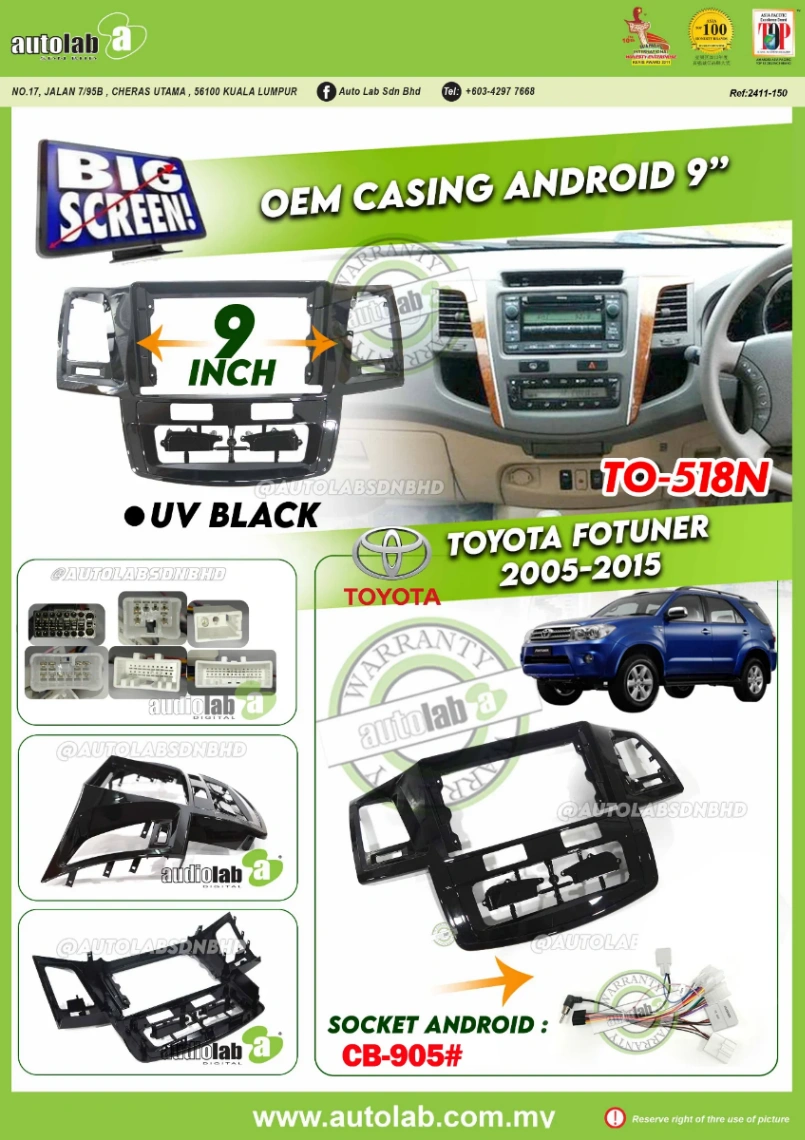 TOYOTA FORTUNER CASING 9" [A/M 2 IN 1) 2005-2015