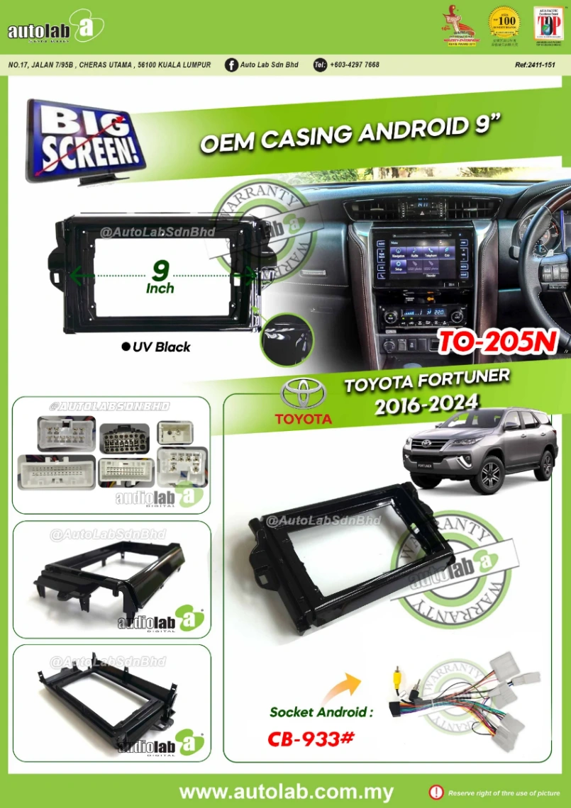 TOYOTA FORTUNER CASING 9" (A/AIR) 2016-2026