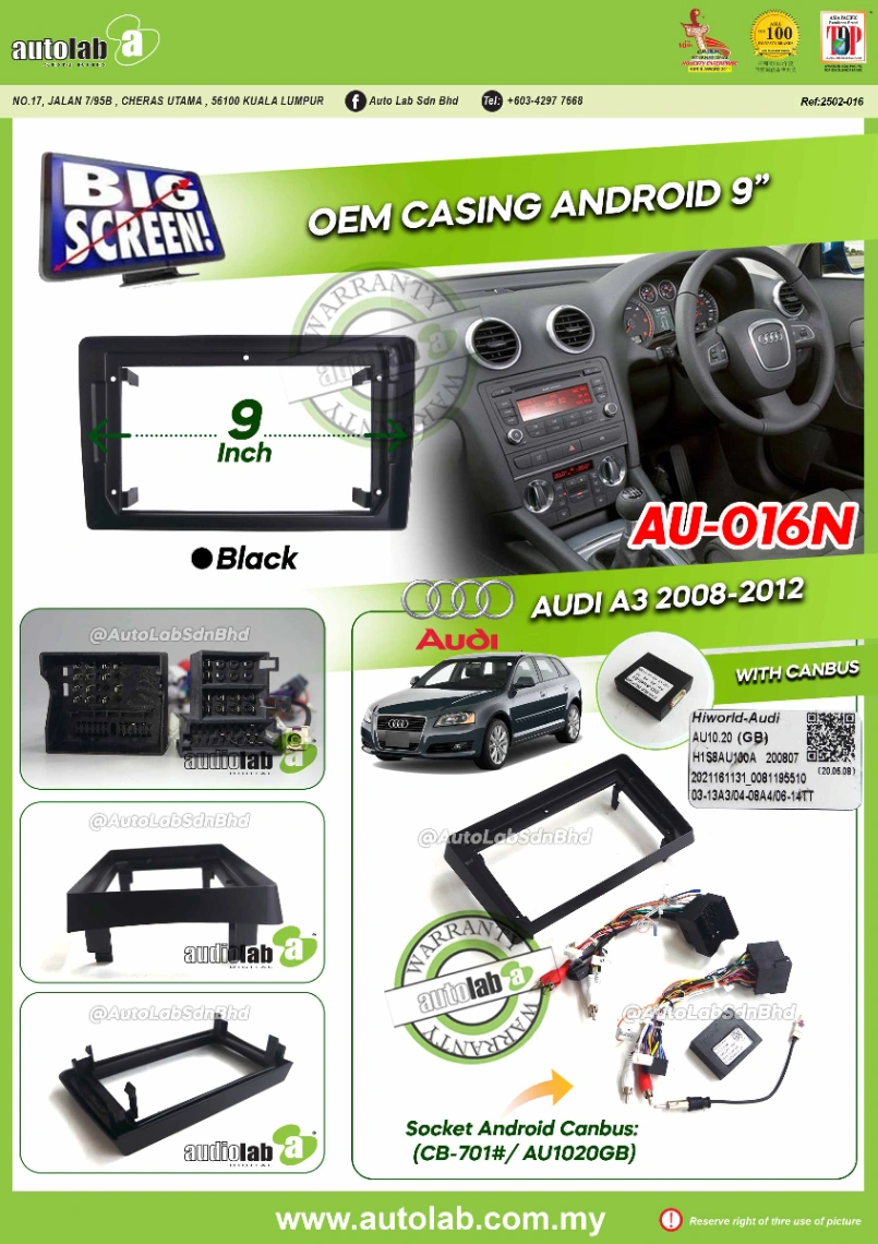 AUDI A3 CASING 9" 2008-2012