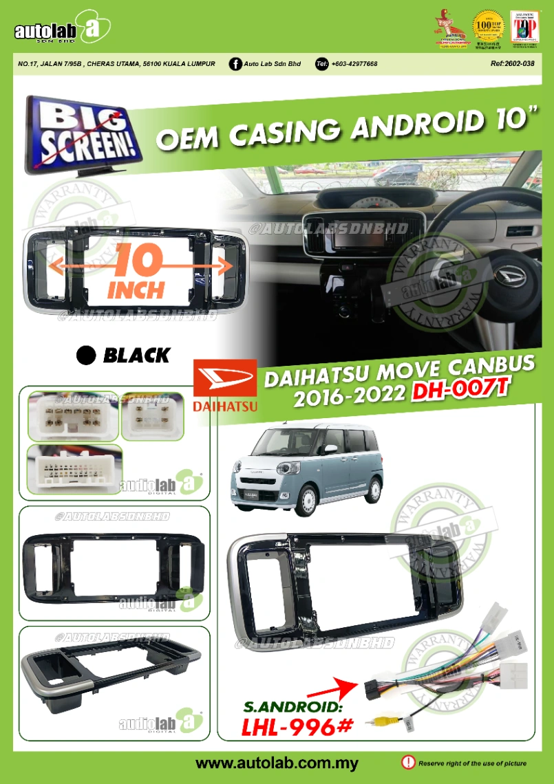 DAIHATSU MOVE CANBUS CASING 10" 2016-2024