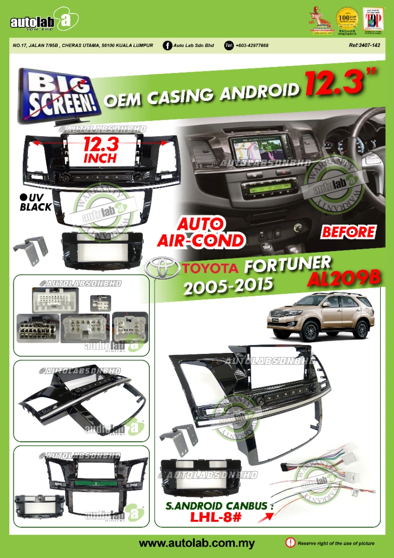 TOYOTA FORTUNER CASING 12.3" 2005-2015