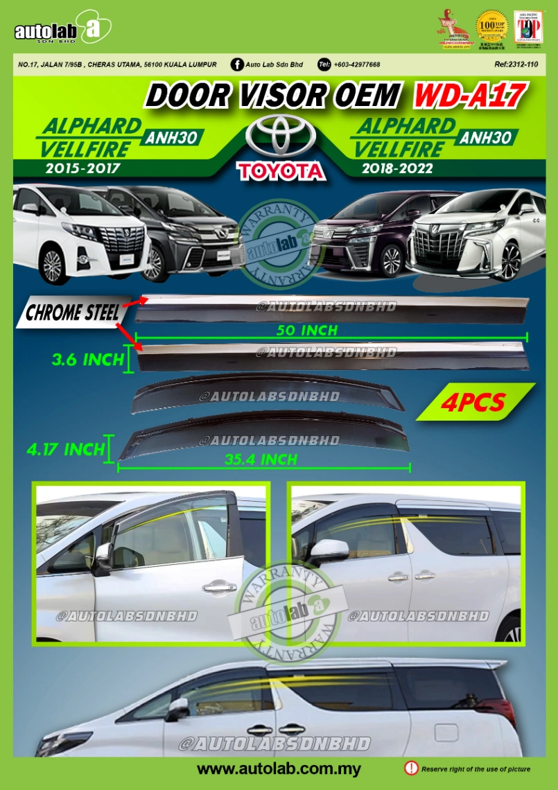 DOOR VISOR OEM TOYOTA ALPHARD/VELLFIRE ANH30