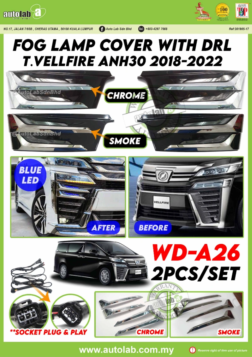 FOG LAMP COVER WITH DRL TOYOTA VELLFIRE ANH30 2018-2022
