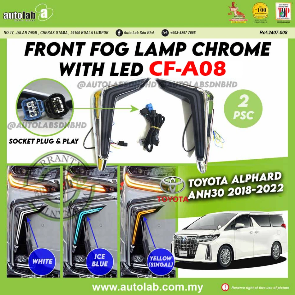FRONT FOG LAMP CHROME WITH LED TOYOTA ALPHARD ANH30 2018-2022