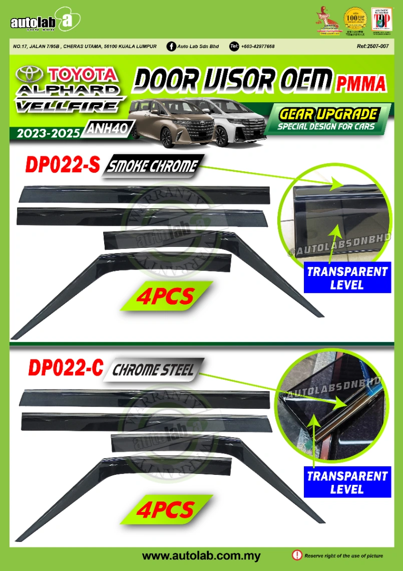 DOOR VISOR OEM TOYOTA ALPHARD/VELLFIRE ANH40