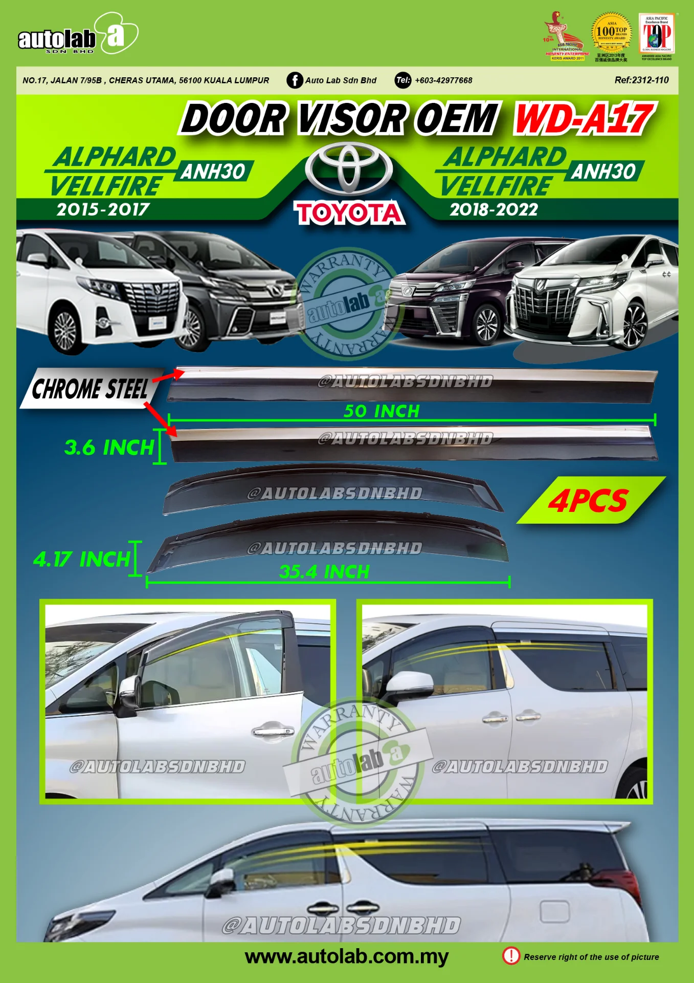 DOOR VISOR OEM TOYOTA ALPHARD/VELLFIRE ANH30