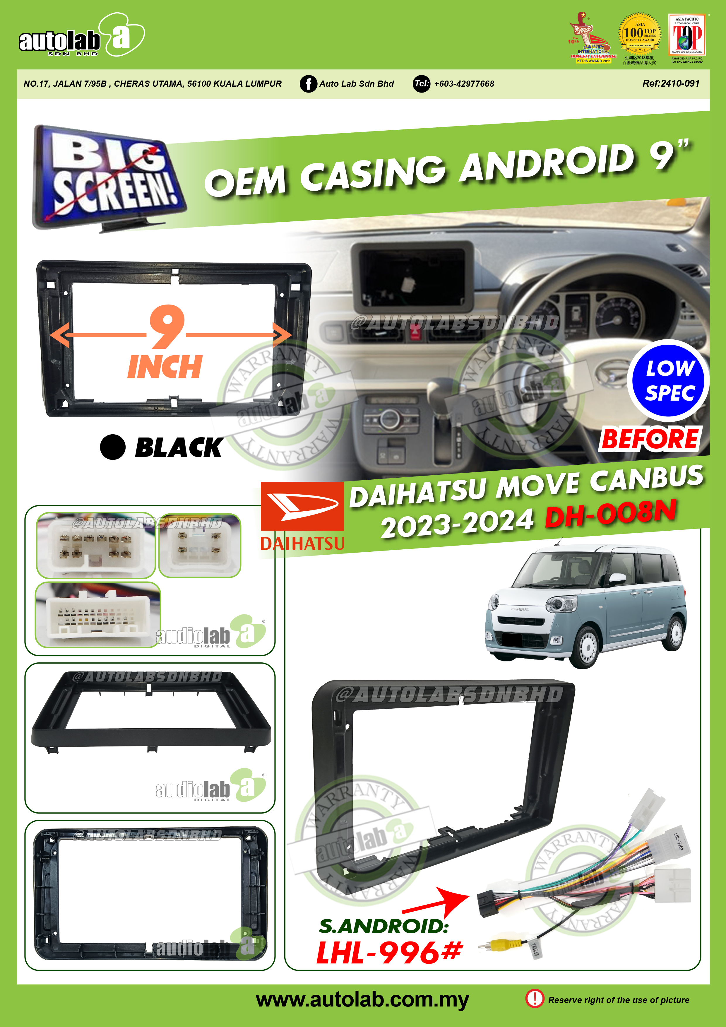 DAIHATSU MOVE CANBUS CASING 9" 2022-2025