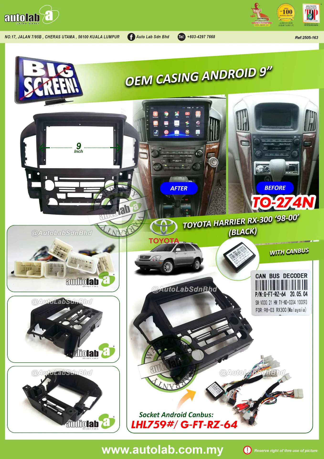 TOYOTA HARRIER RX300 CASING 9" 1998-2001