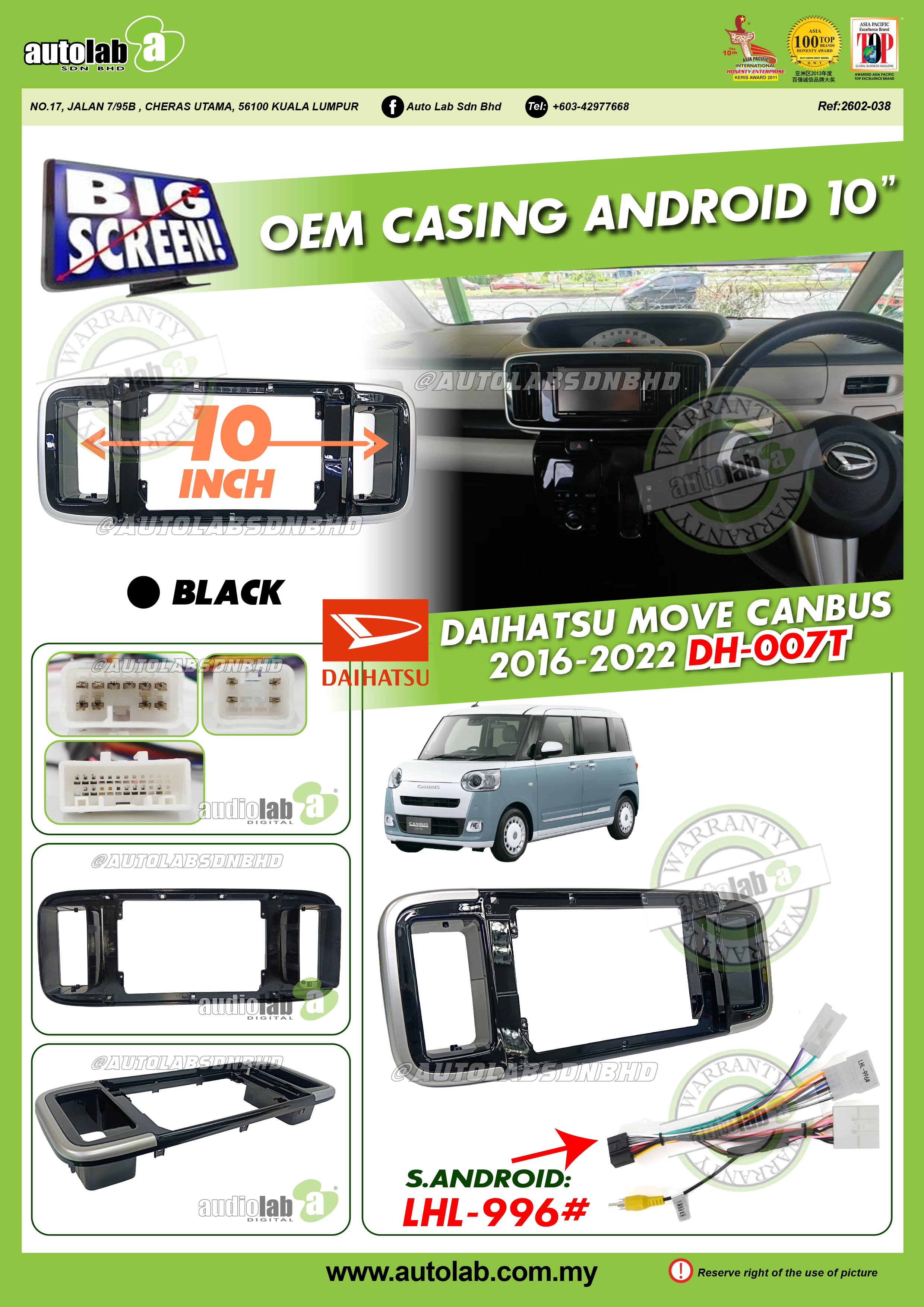 DAIHATSU MOVE CANBUS CASING 10" 2016-2024