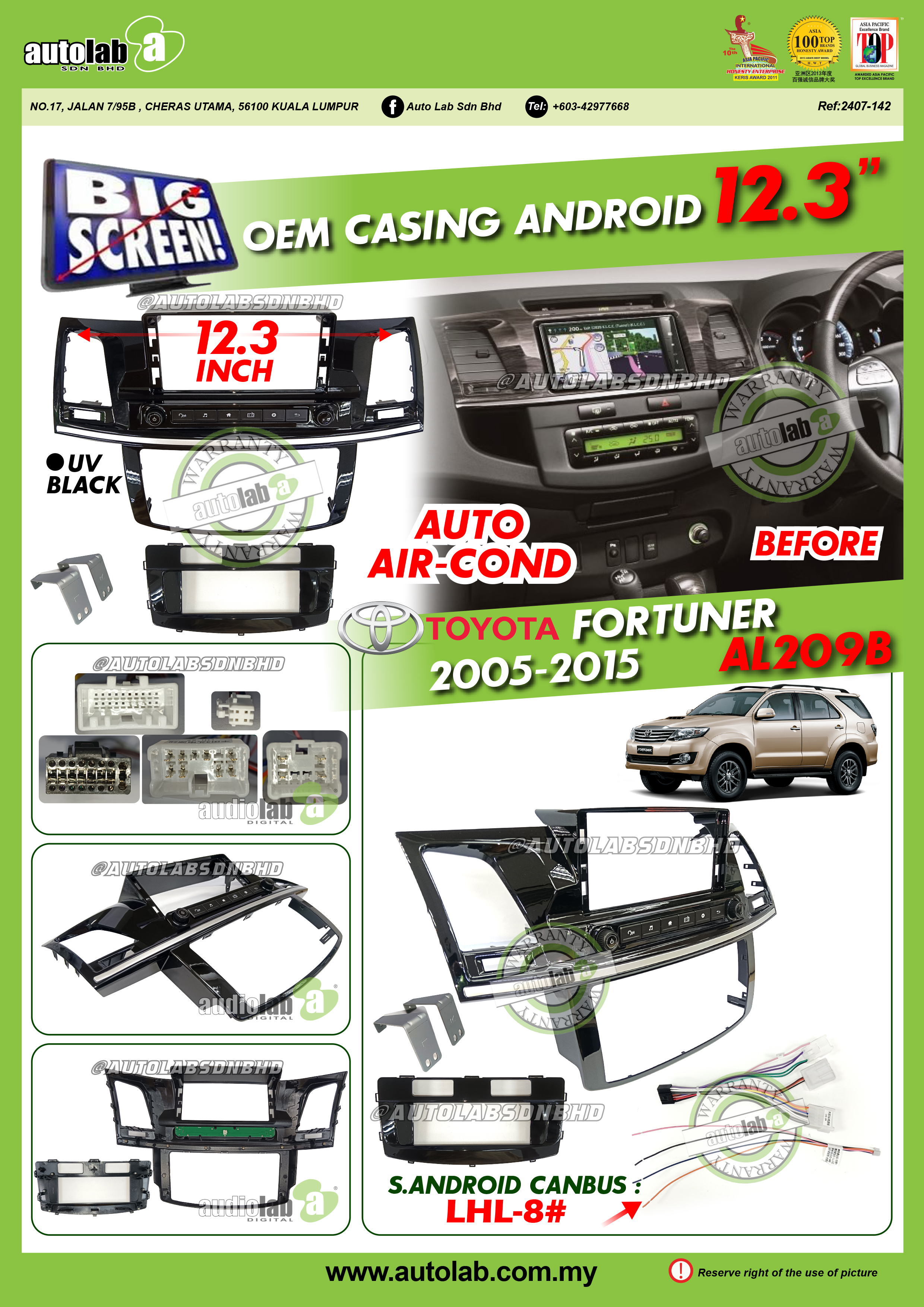 TOYOTA FORTUNER CASING 12.3" 2005-2015