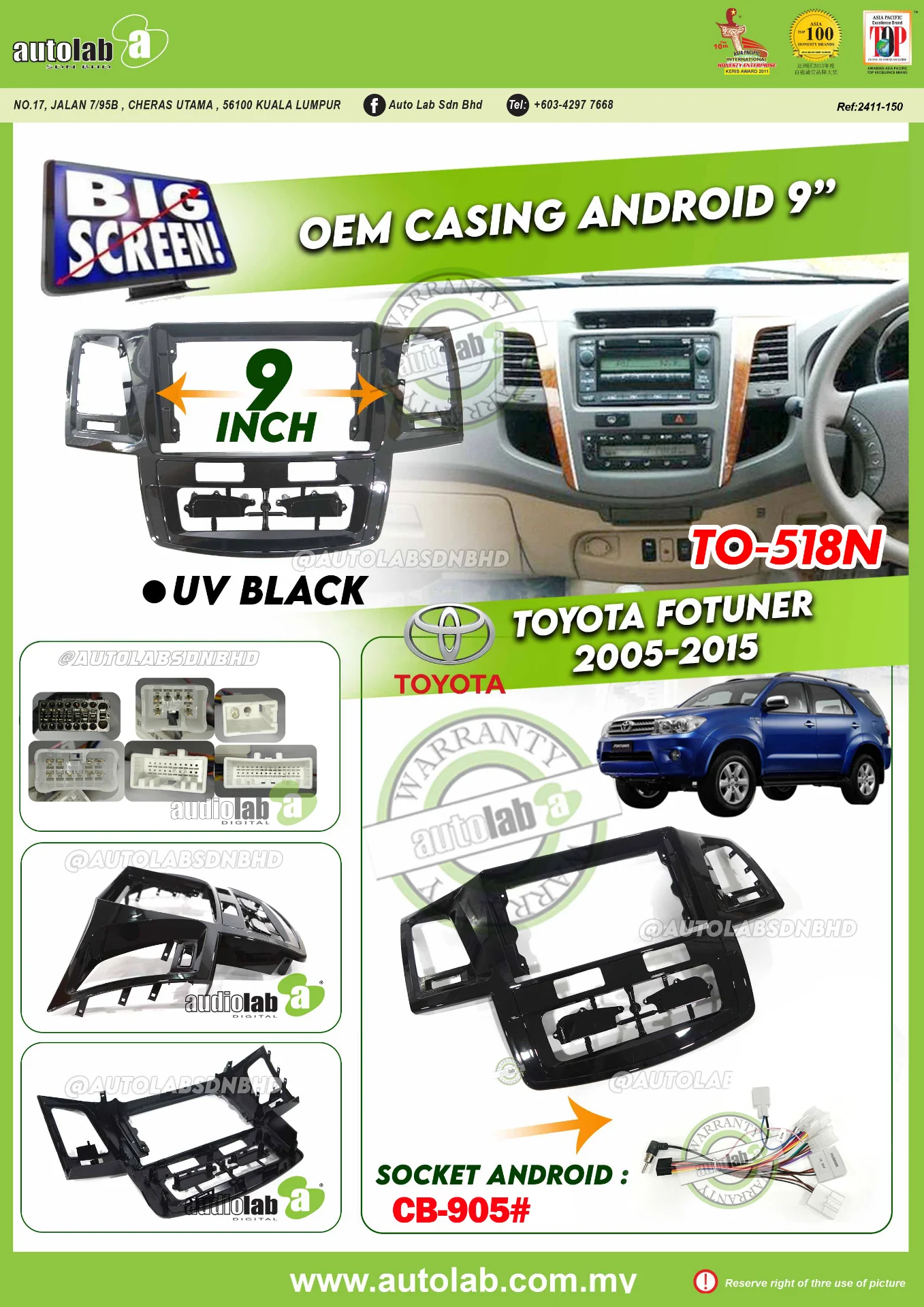TOYOTA FORTUNER CASING 9" [A/M 2 IN 1) 2005-2015