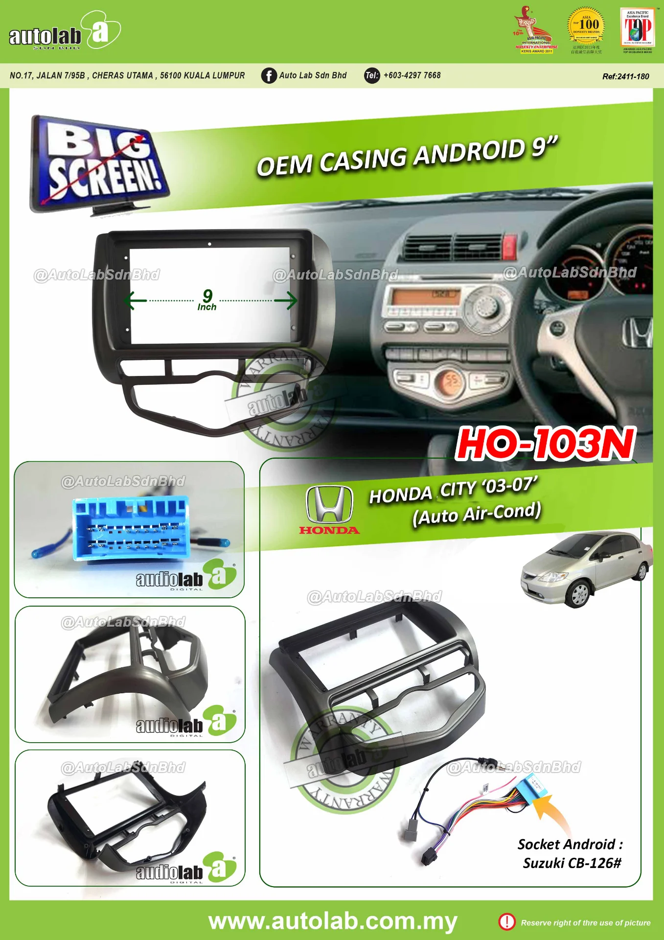 HONDA CITY / JAZZ CASING 9"2003-2007