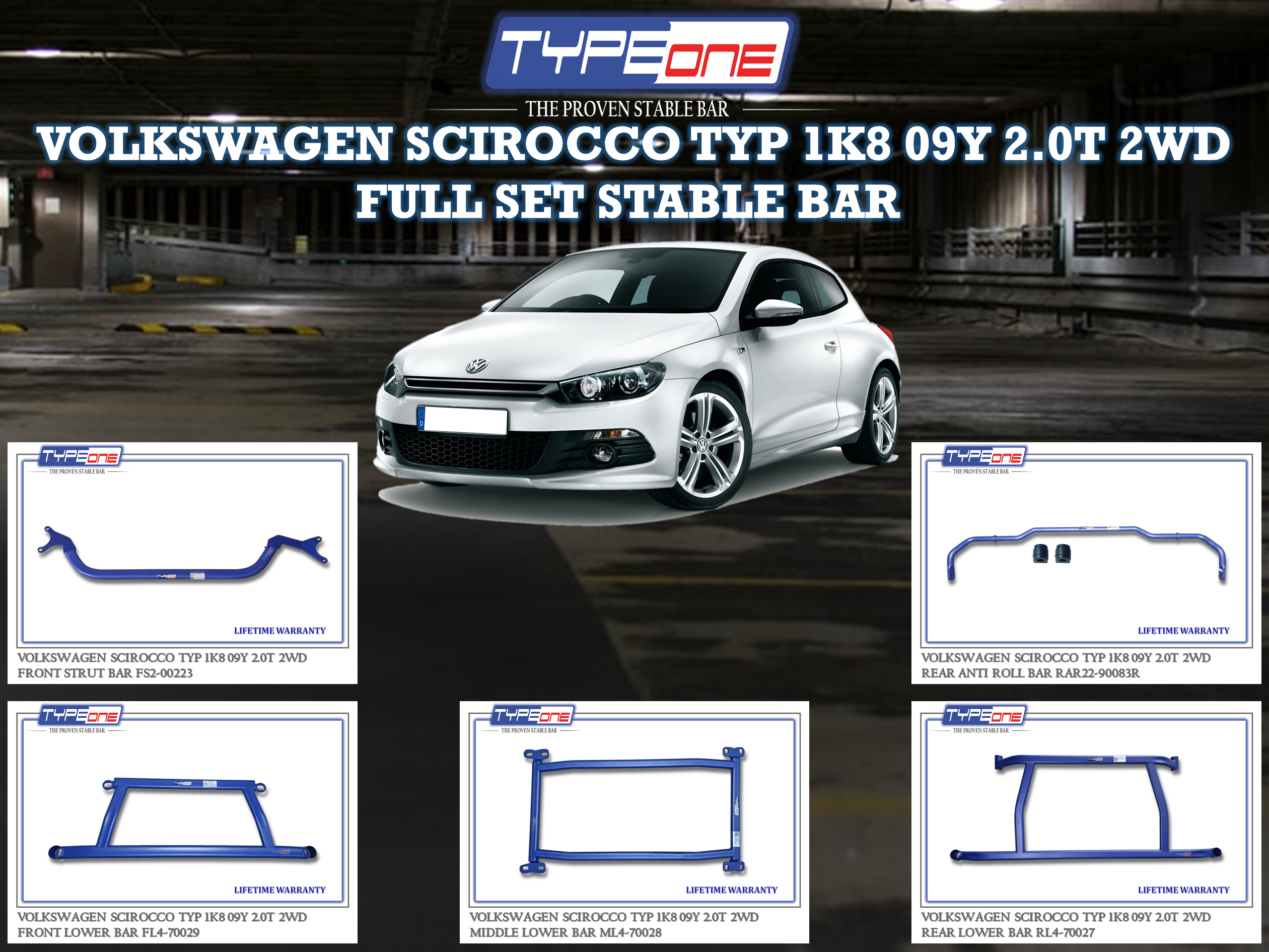 (TYPEONE) VOLKSWAGEN SCIROCCO TYP 1K8 09Y 2.0T 2WD
