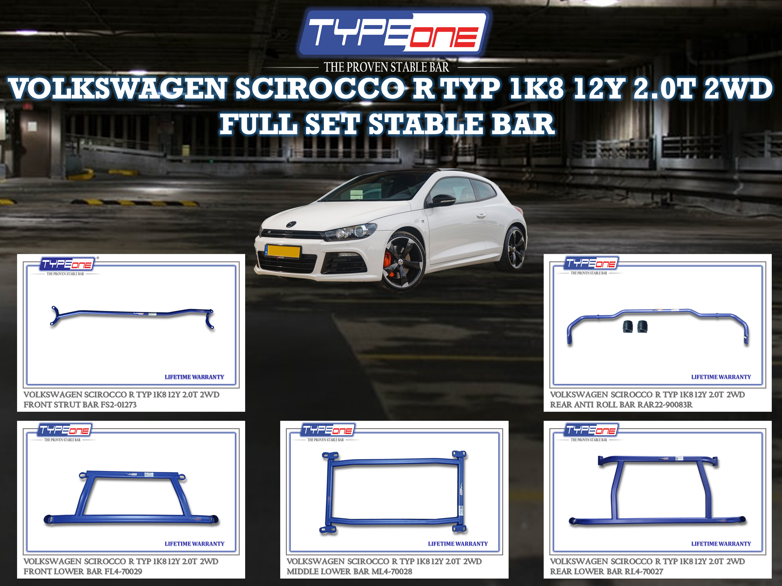 (TYPEONE) VOLKSWAGEN SCIROCCO R TYP 1K8 12Y 2.0T 2WD