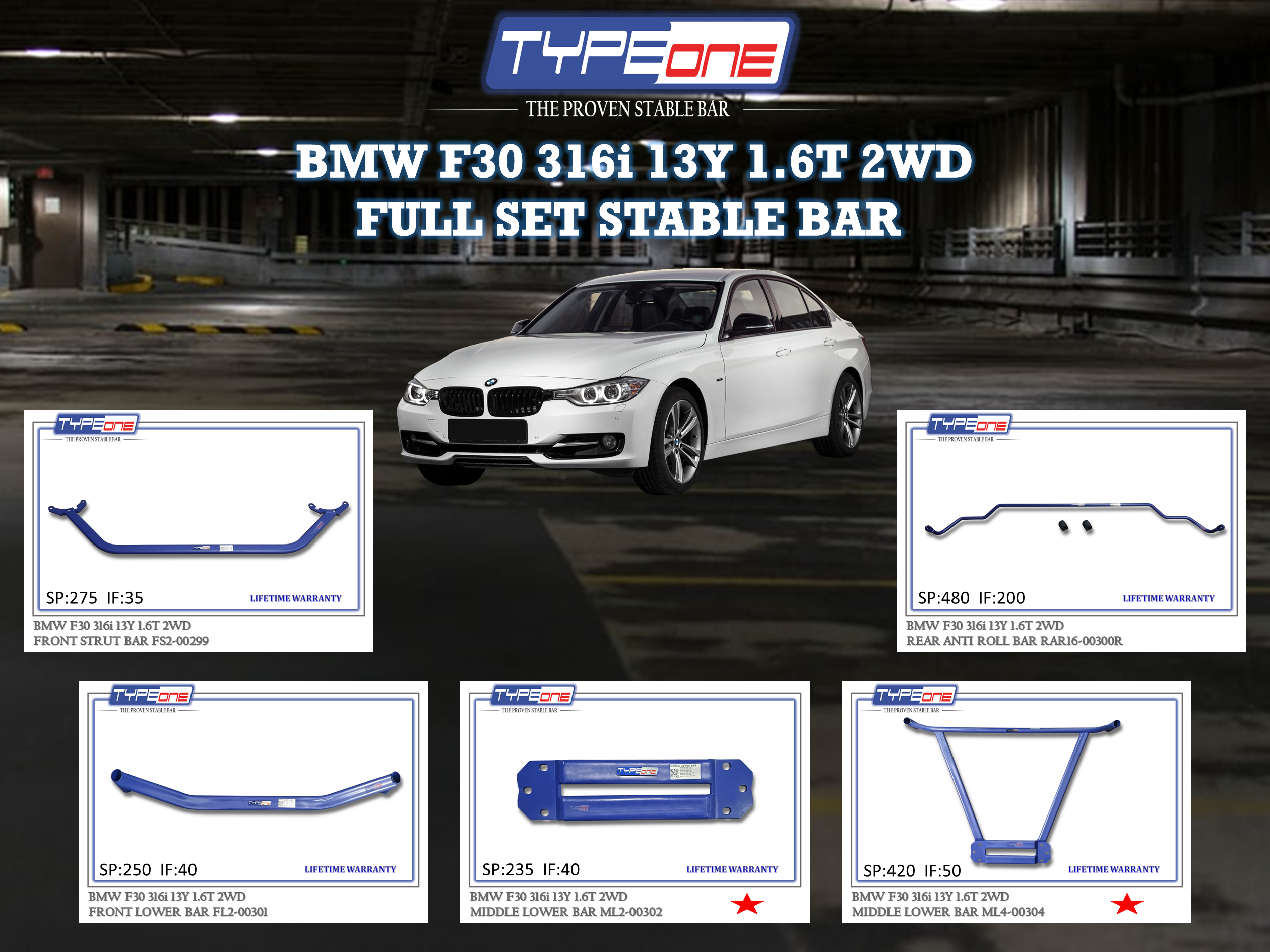 (TYPEONE) BMW F30 316i 13Y 1.6T 2WD