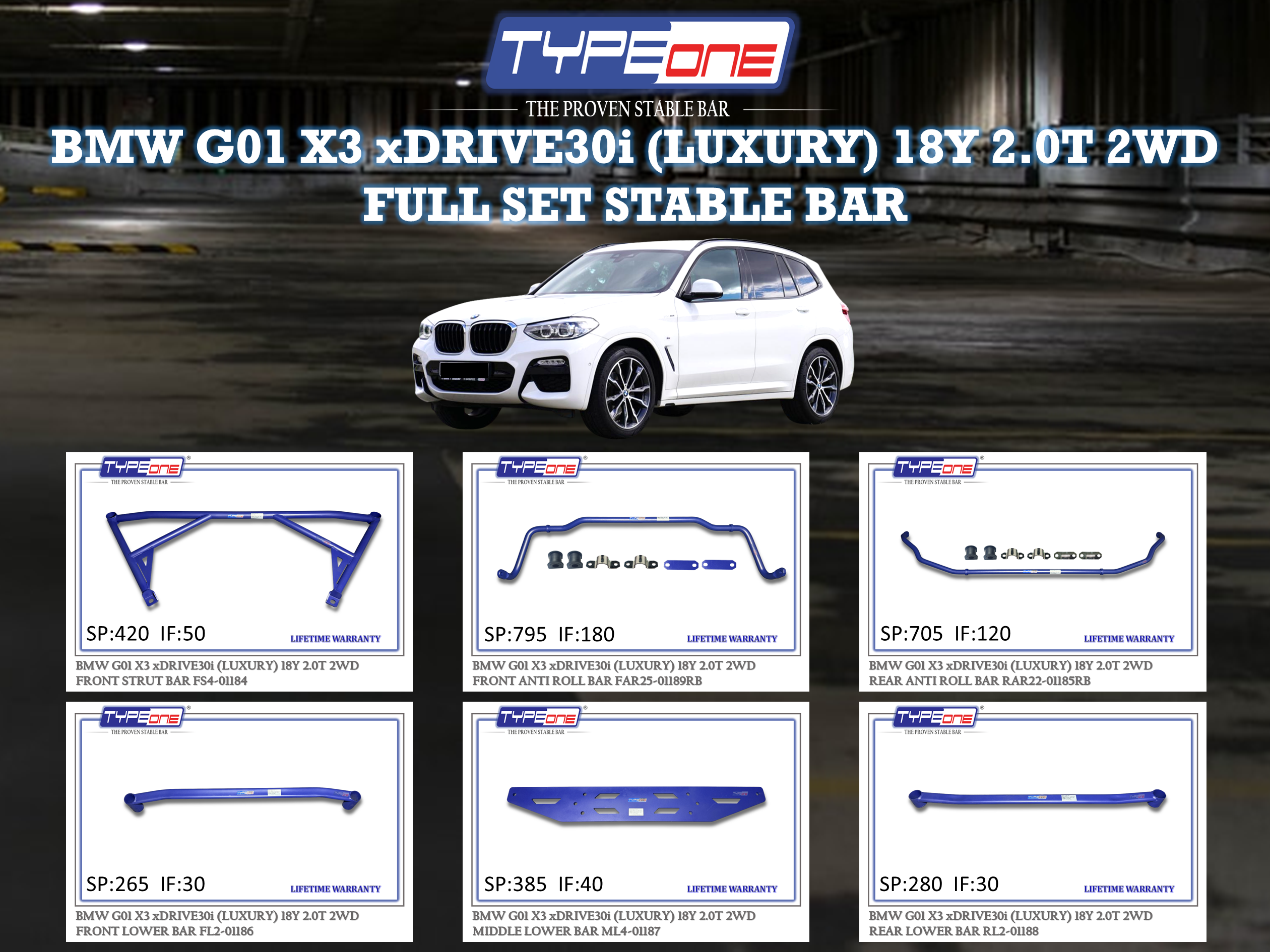(TYPEONE) BMW G01 X3 xDRIVE30i (LUXURY) 18Y 2.0T 2WD