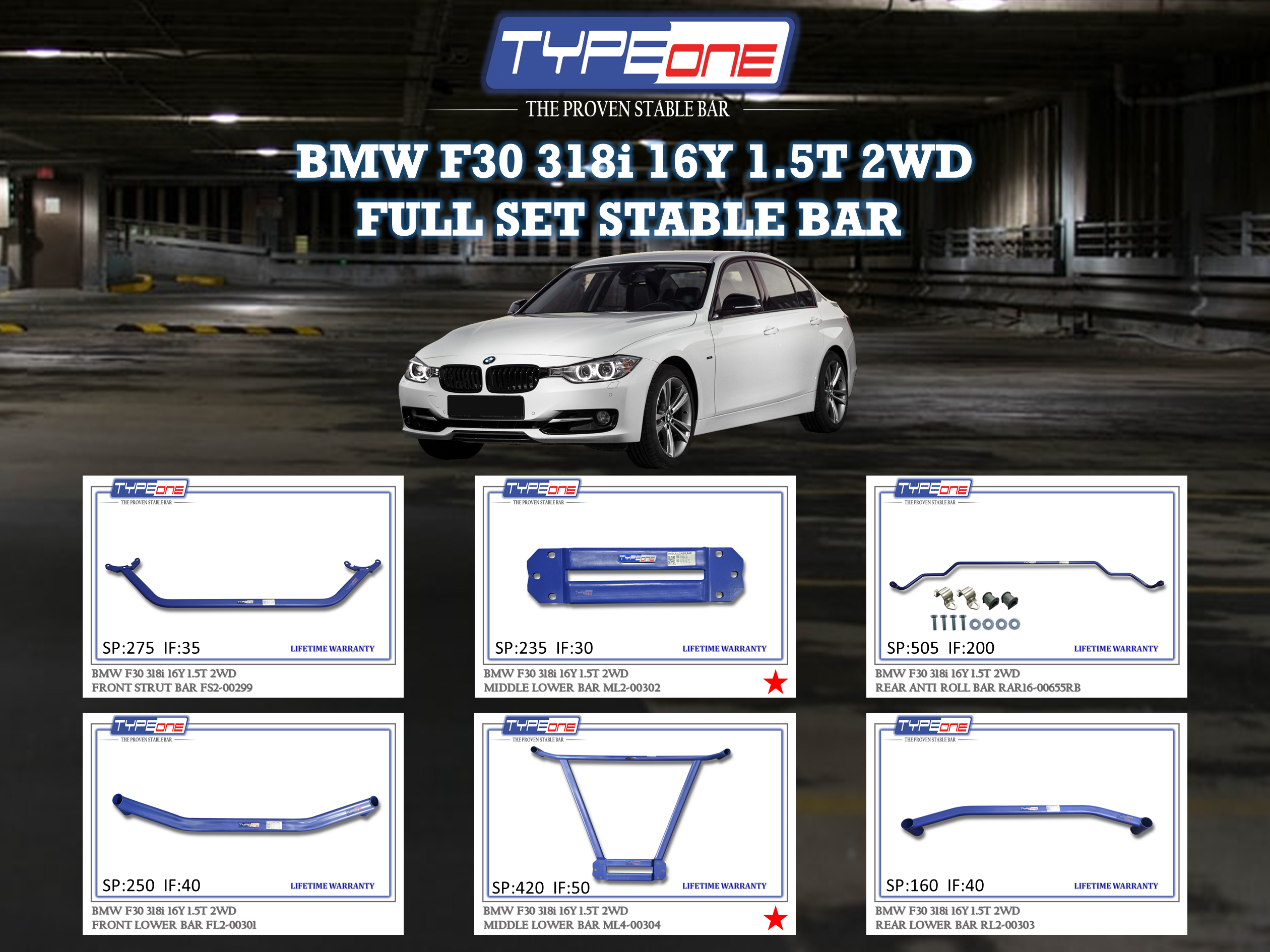(TYPEONE) BMW F30 318i 16Y 1.5T 2WD
