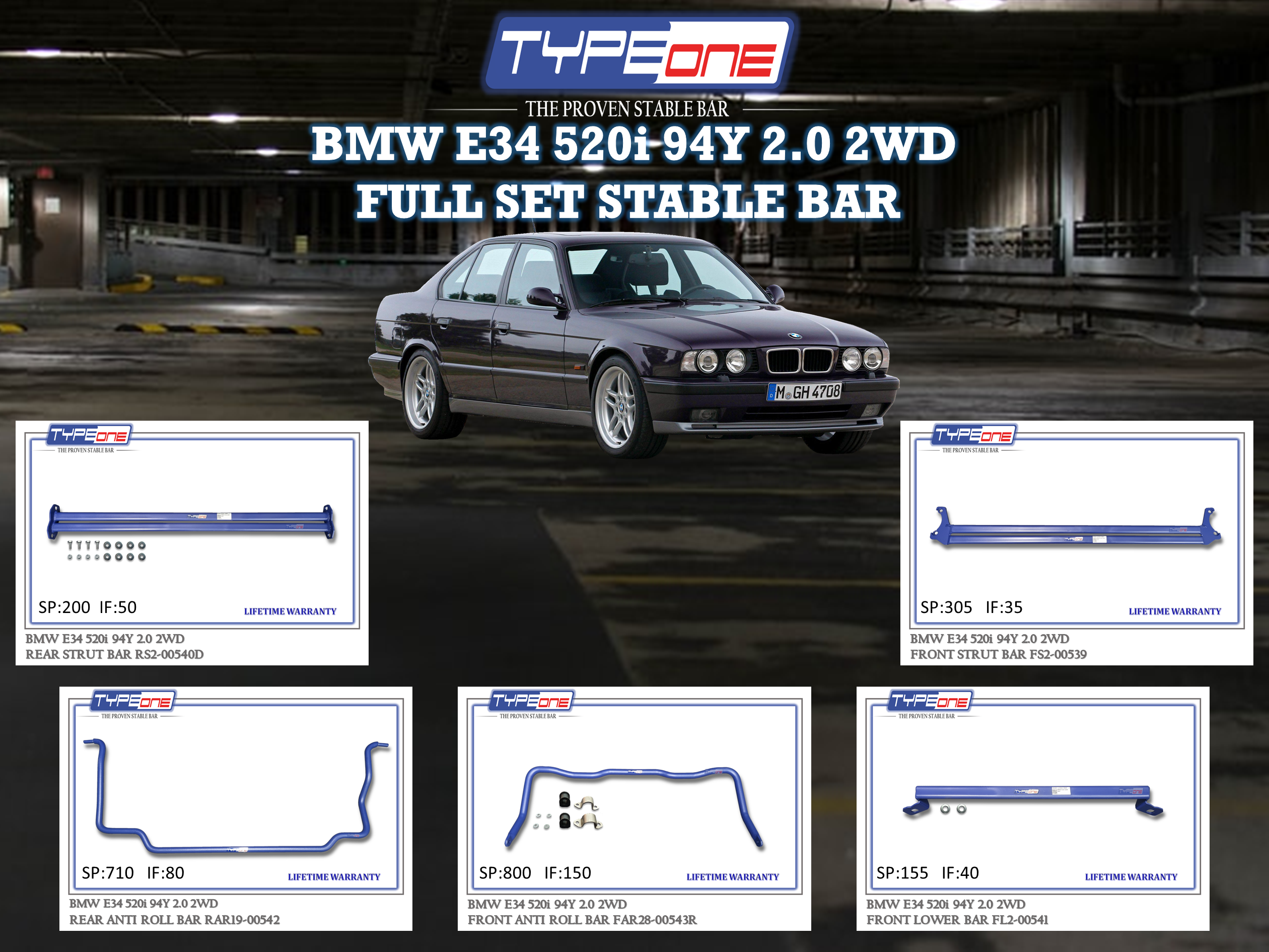 (TYPEONE) BMW E34 520i 94Y 2.0 2WD