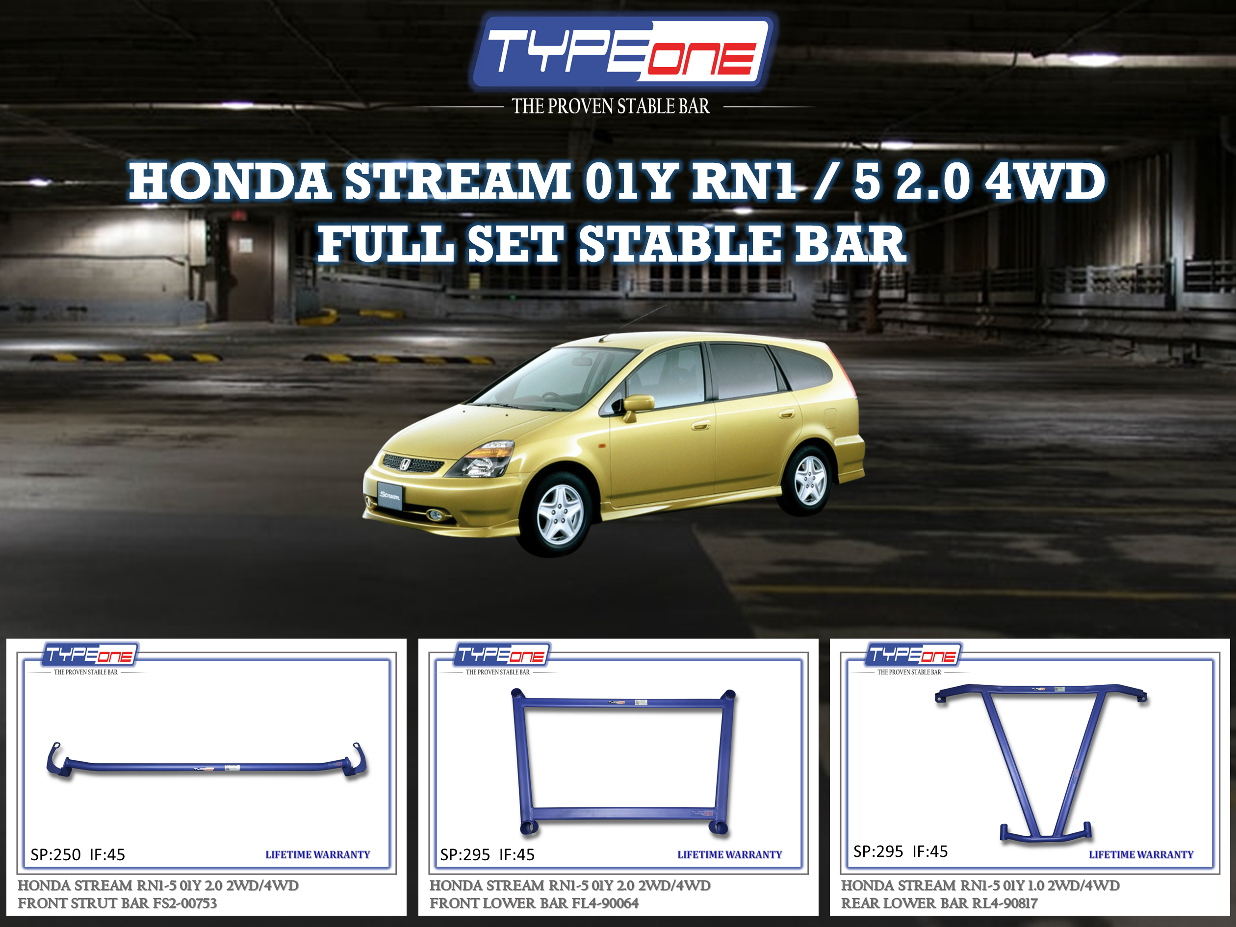 (TYPEONE) HONDA STREAM 01Y RN1,5 2.0 4WD