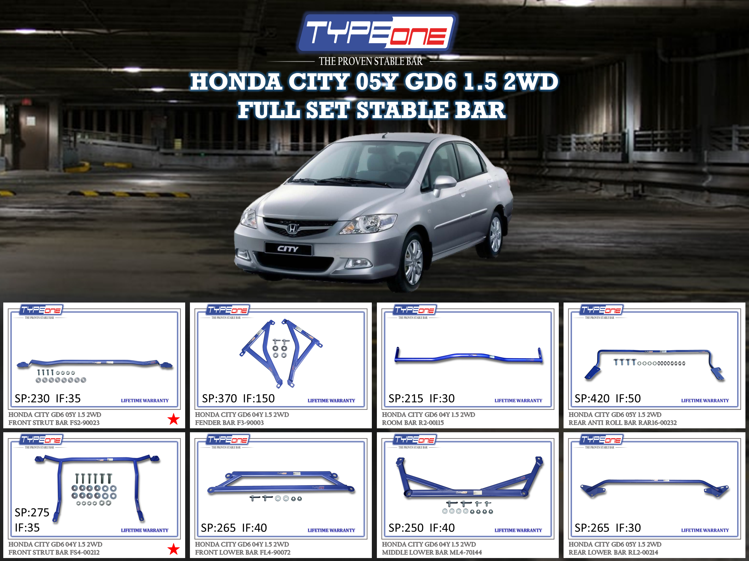 (TYPEONE) HONDA CITY 04Y GD6 1.5 2WD
