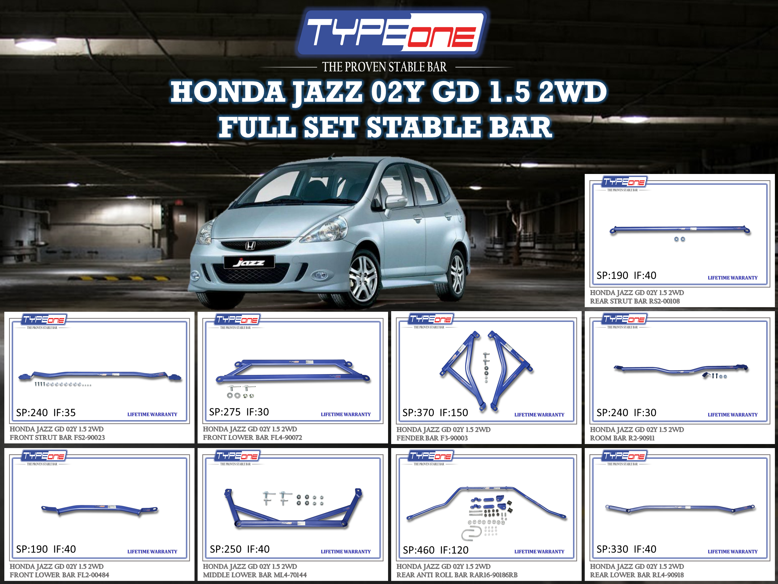 (TYPEONE) HONDA JAZZ 02Y GD 1.5 2WD