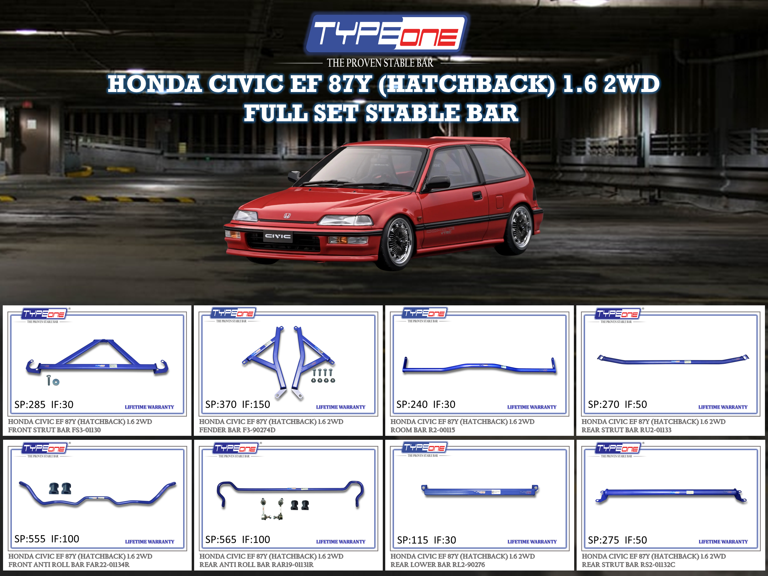 (TYPEONE) HONDA CIVIC (HATCHBACK) EF 87Y 1.6 2WD
