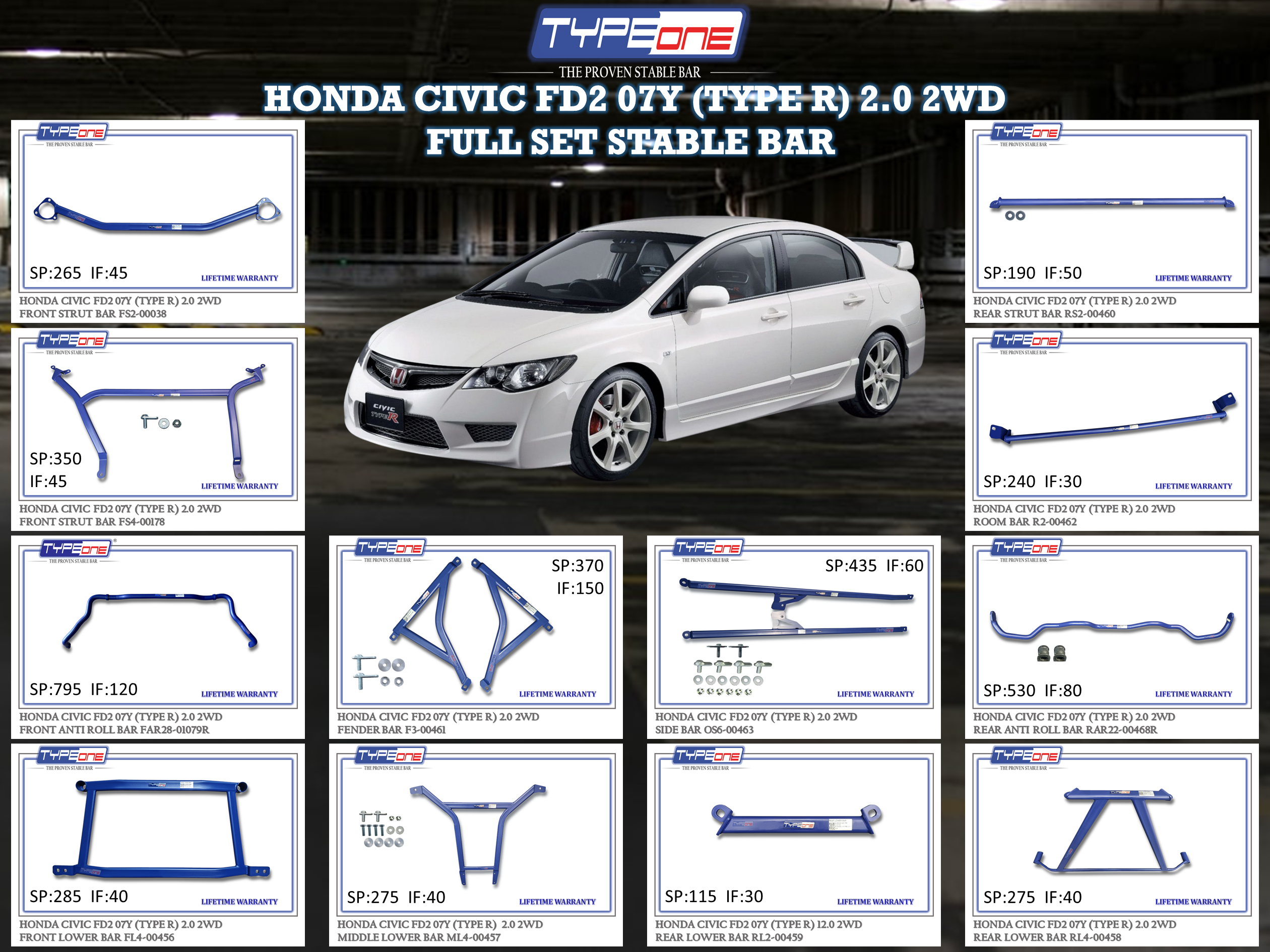 (TYPEONE) HONDA CIVIC 07Y (TYPE R) FD2 2.0 2WD