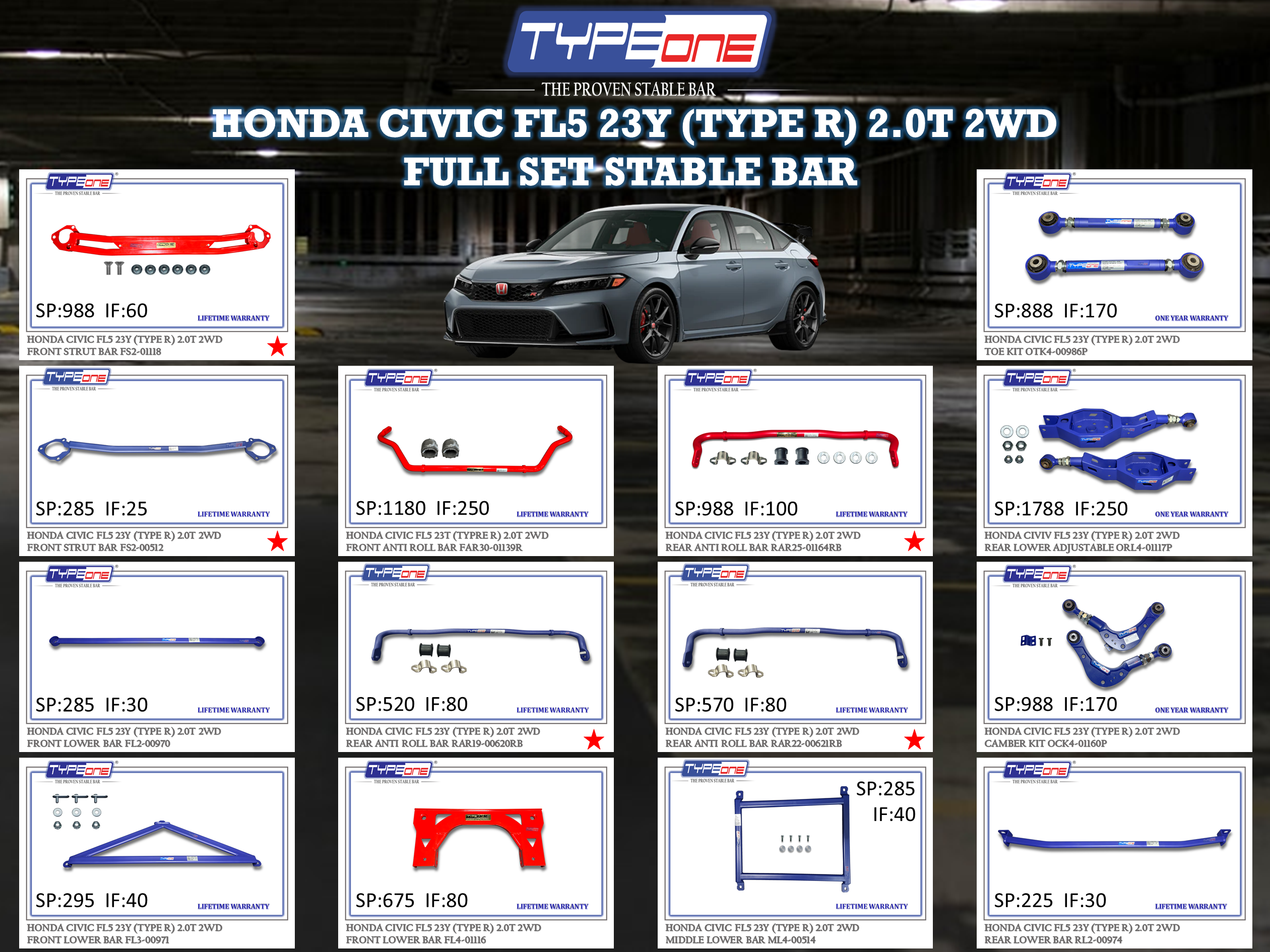 (TYPEONE) HONDA CIVIC FL5 23Y (TYPE R) 2.0T 2WD