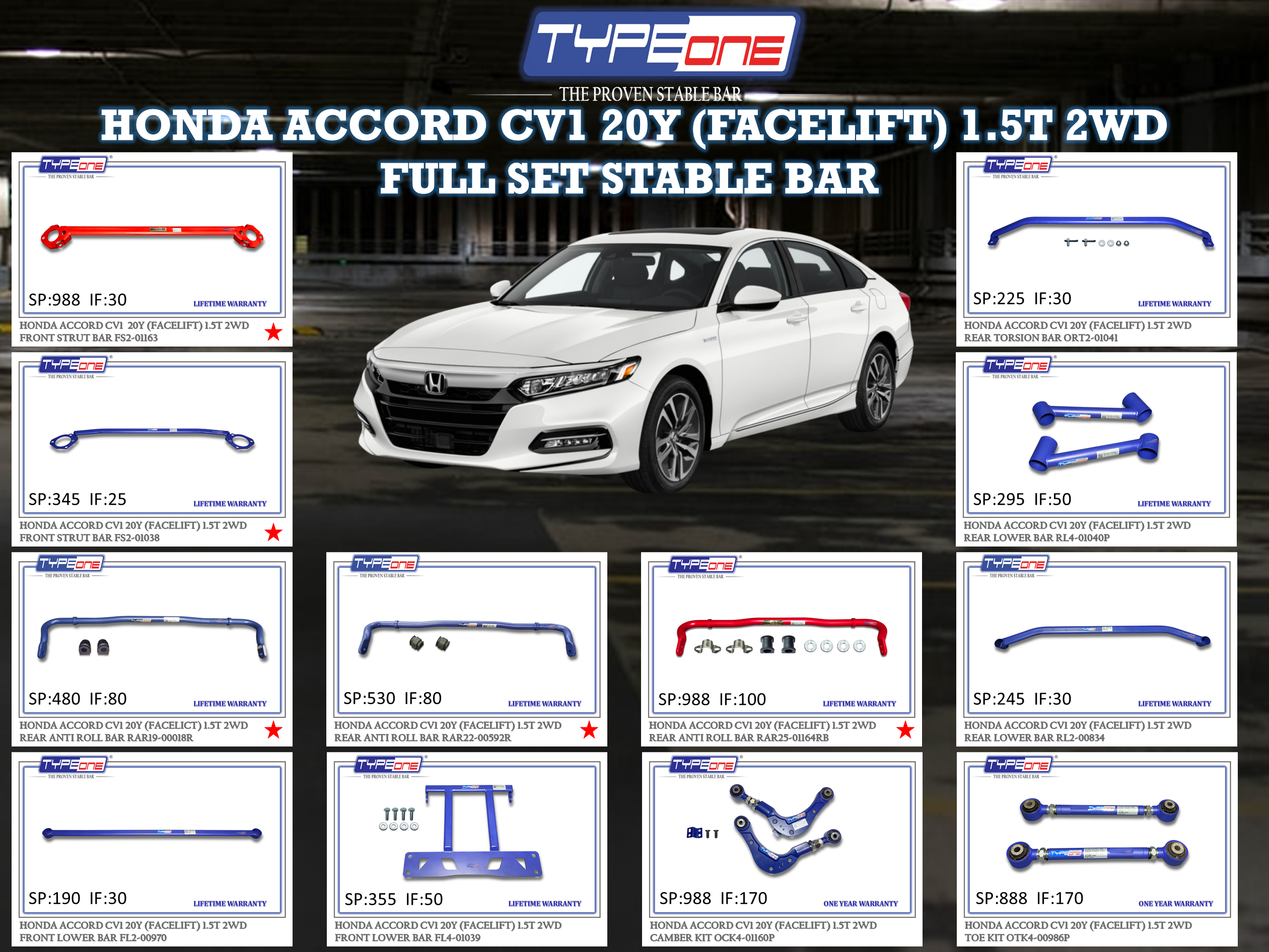 (TYPEONE) HONDA ACCORD CV1 20Y (FACELIFT) 1.5T 2WD