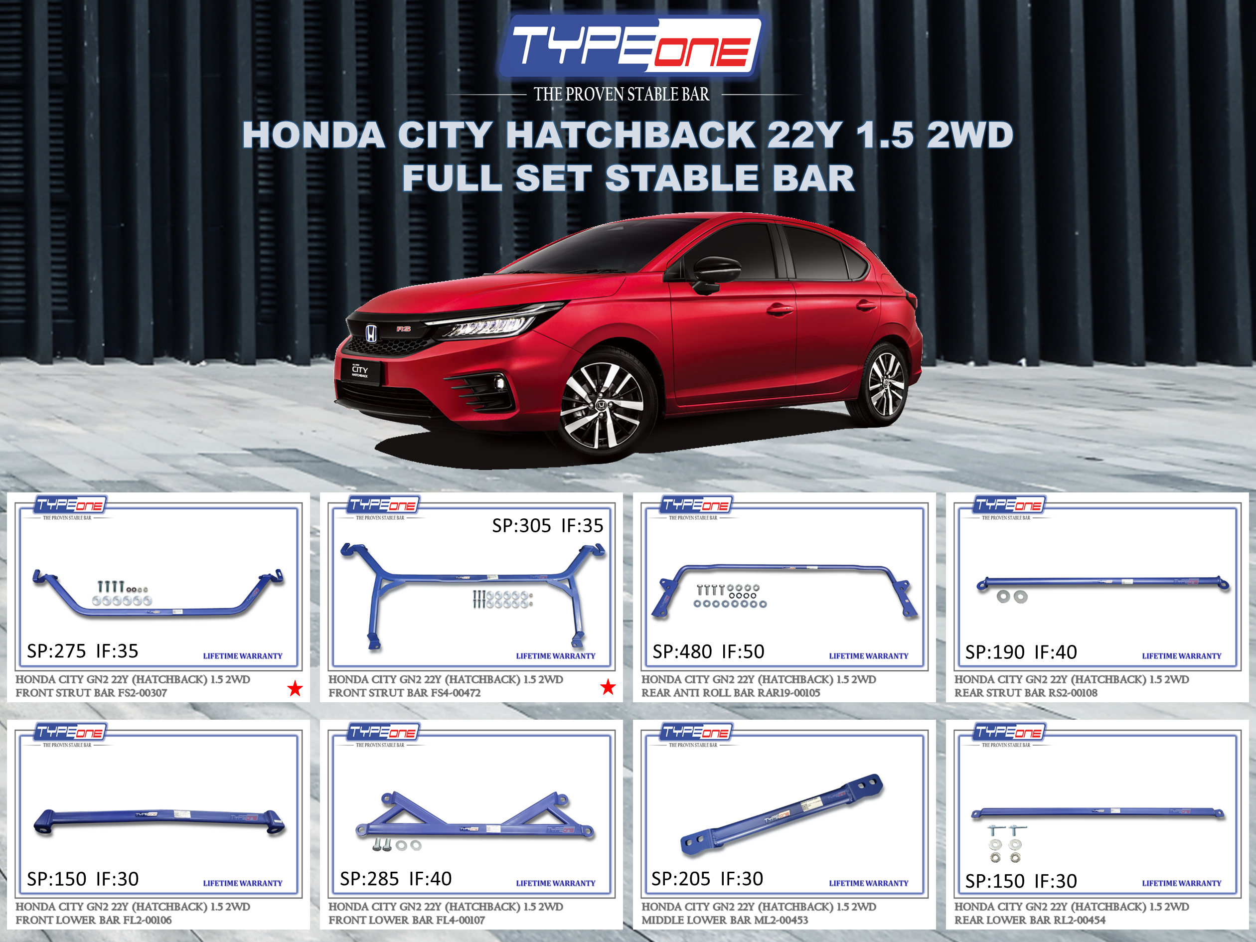 (TYPEONE) HONDA CITY HATCHBACK 22Y 1.5 2WD