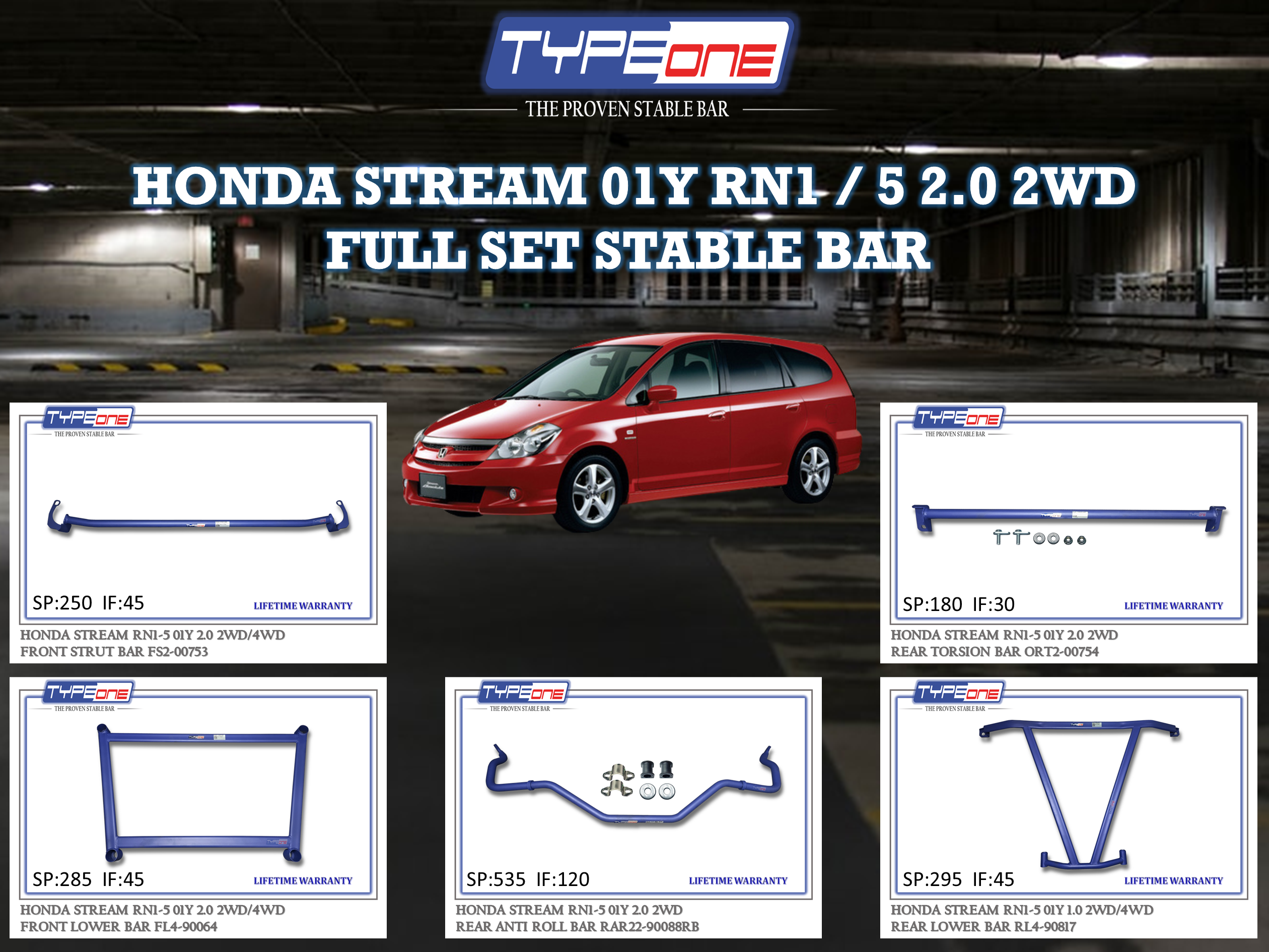 (TYPEONE) HONDA STREAM 01Y RN1,5 2.0 2WD