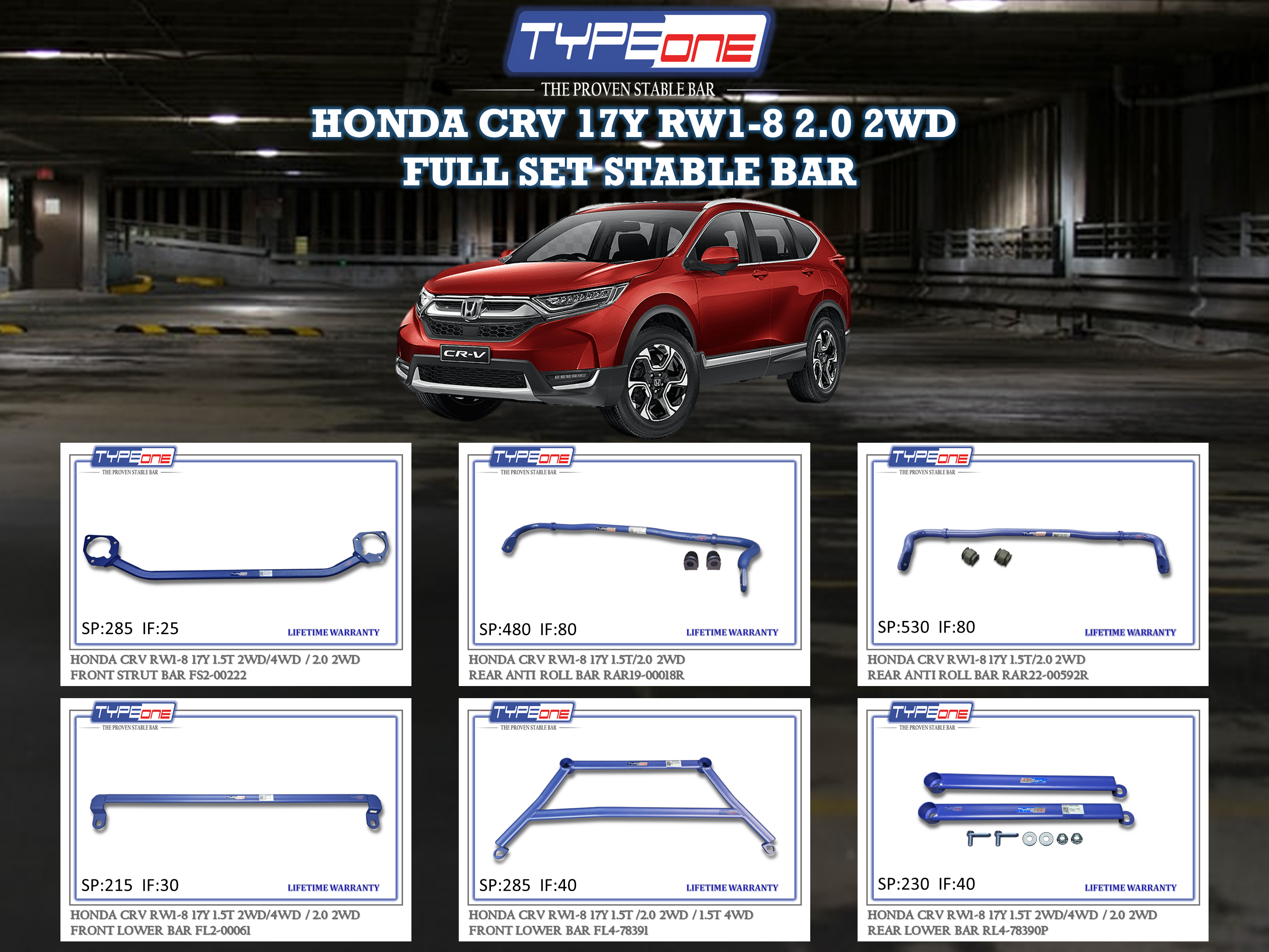 (TYPEONE) HONDA CRV 17Y RW1-8 2.0 2WD