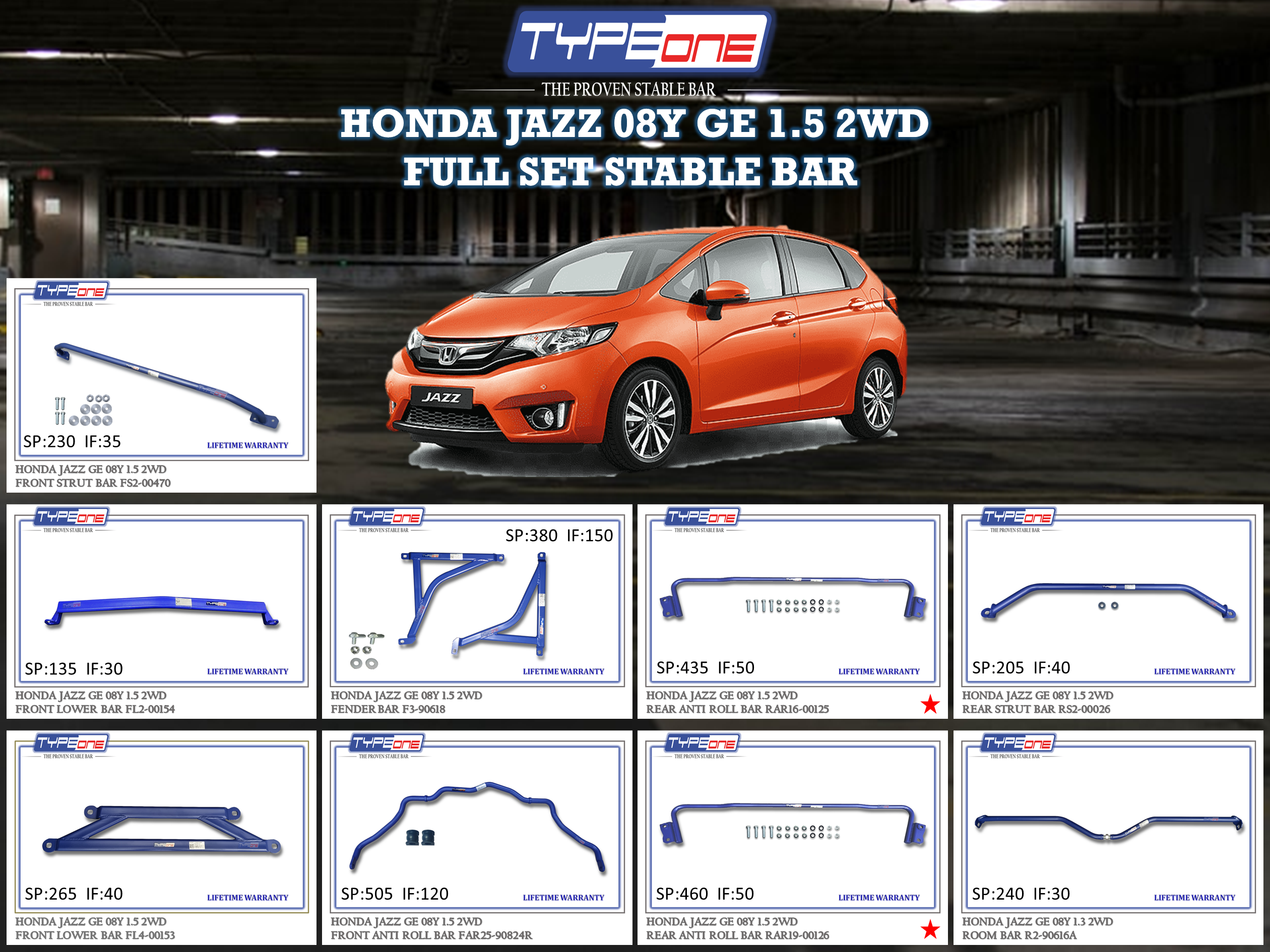 (TYPEONE) HONDA JAZZ 08Y GE 1.5 2WD