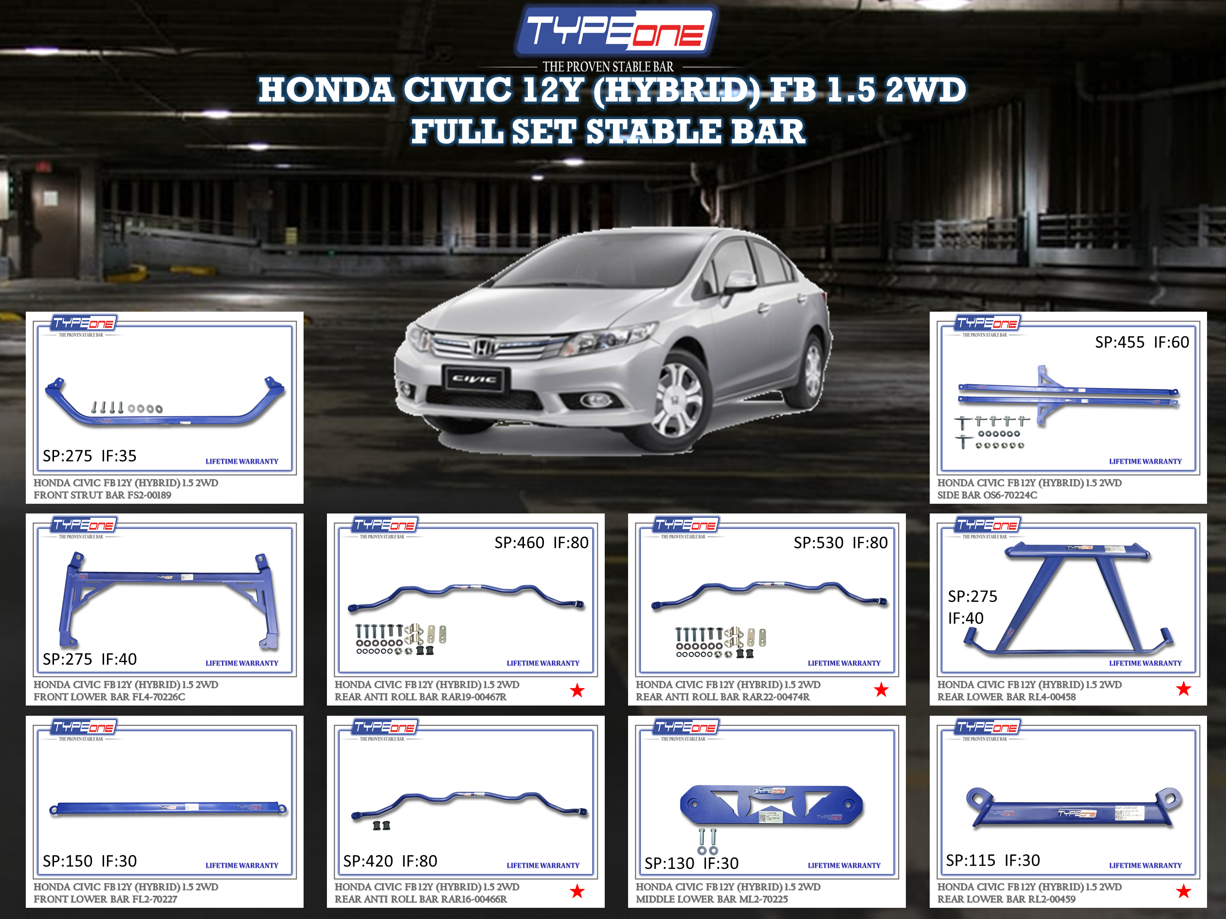 (TYPEONE) HONDA CIVIC 12Y (HYBRID) FB 1.5 2WD