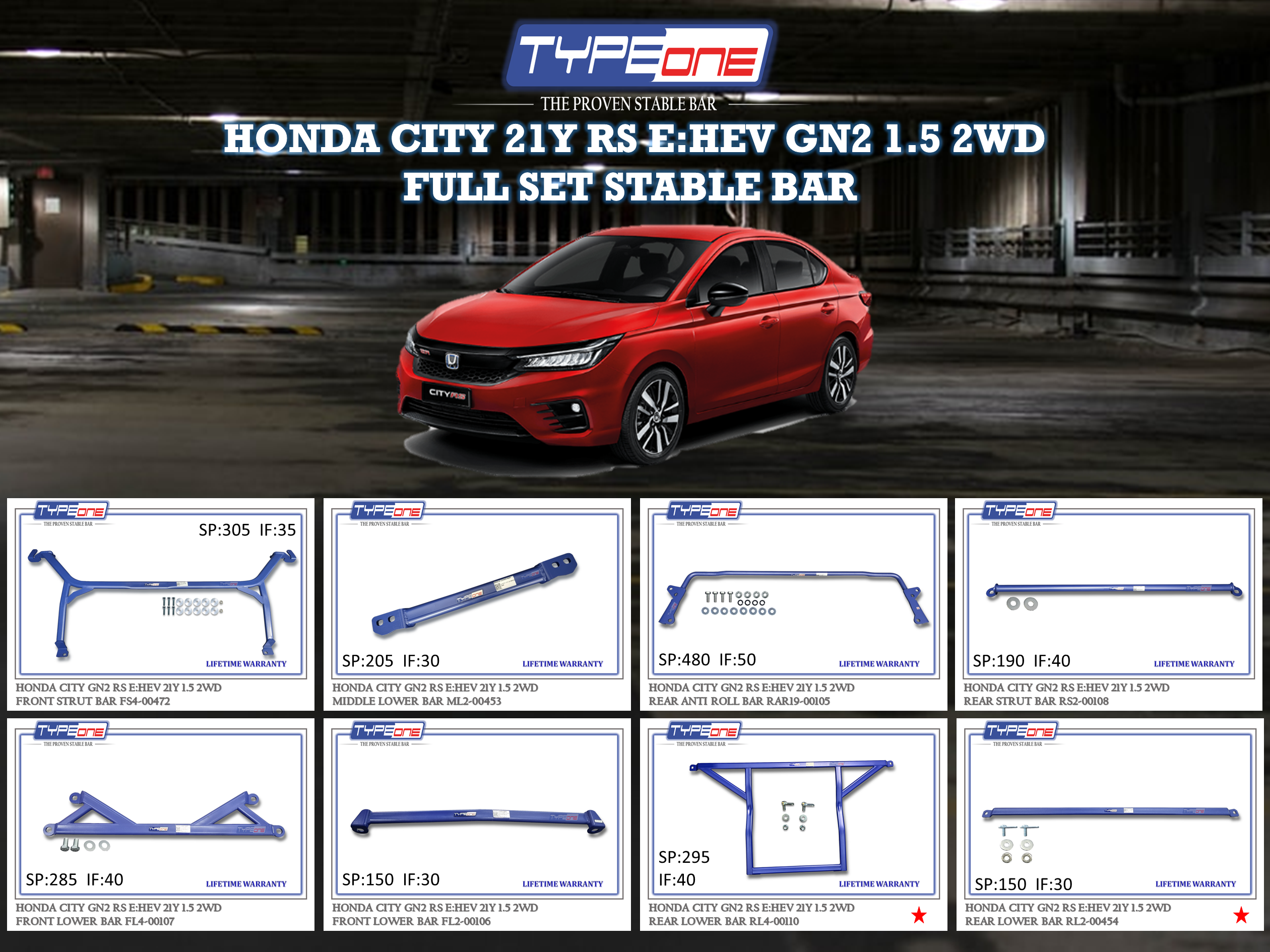 (TYPEONE) HONDA CITY RS EHEV 21Y GN2 1.5 2WD