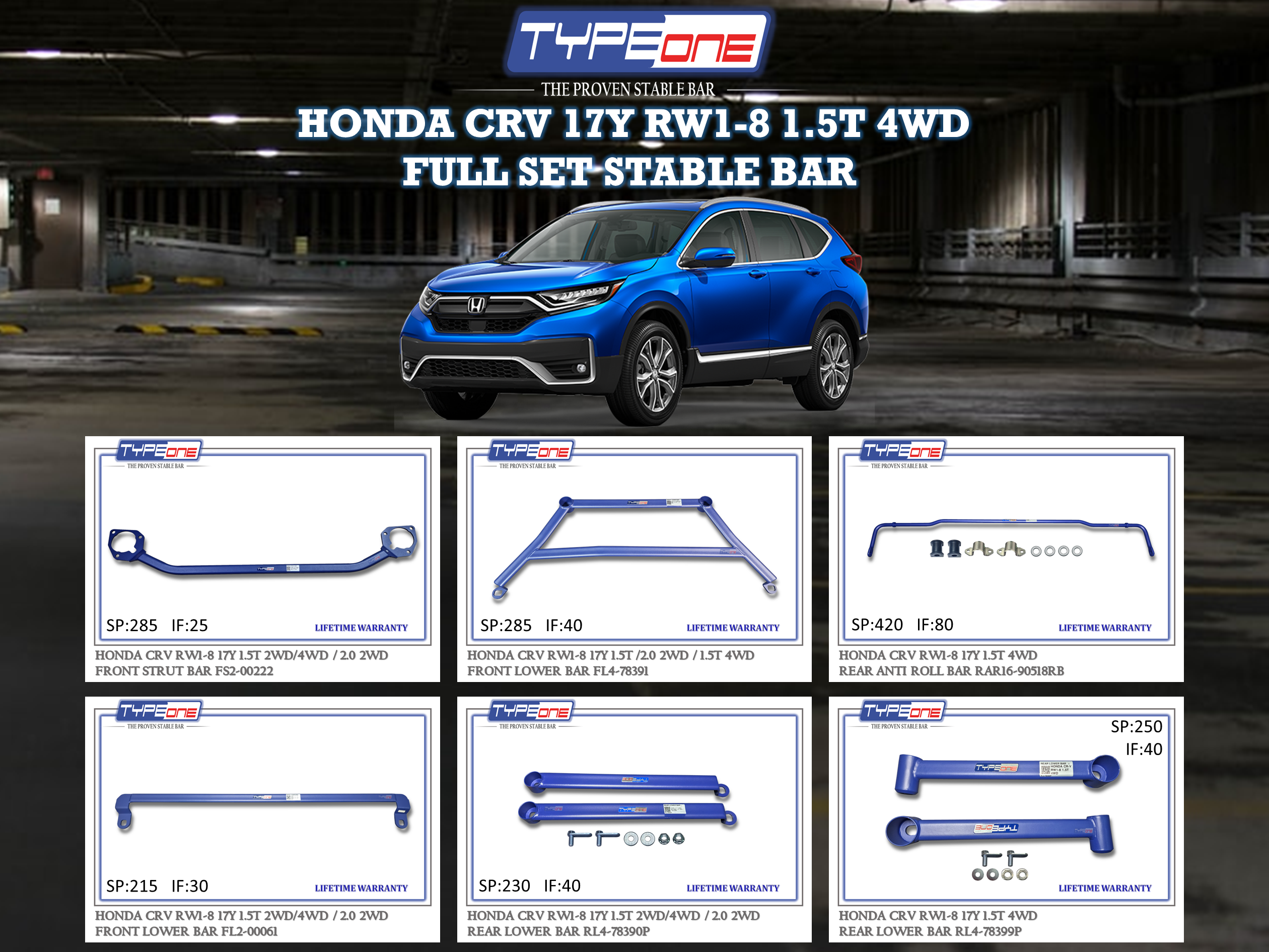 (TYPEONE) HONDA CRV 17Y RW1-8 1.5T 4WD
