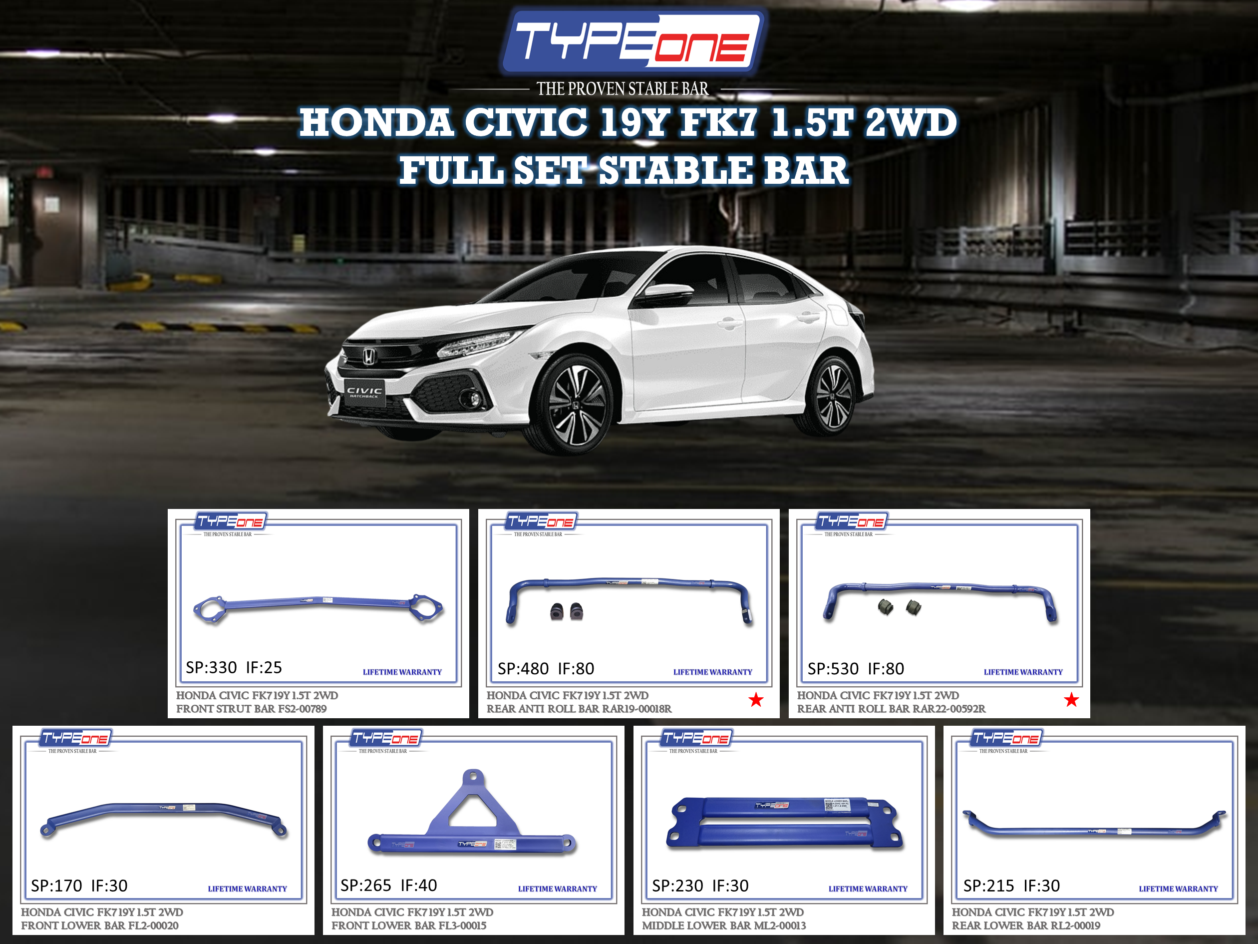 (TYPEONE) HONDA CIVIC 19Y FK7 1.5T 2WD