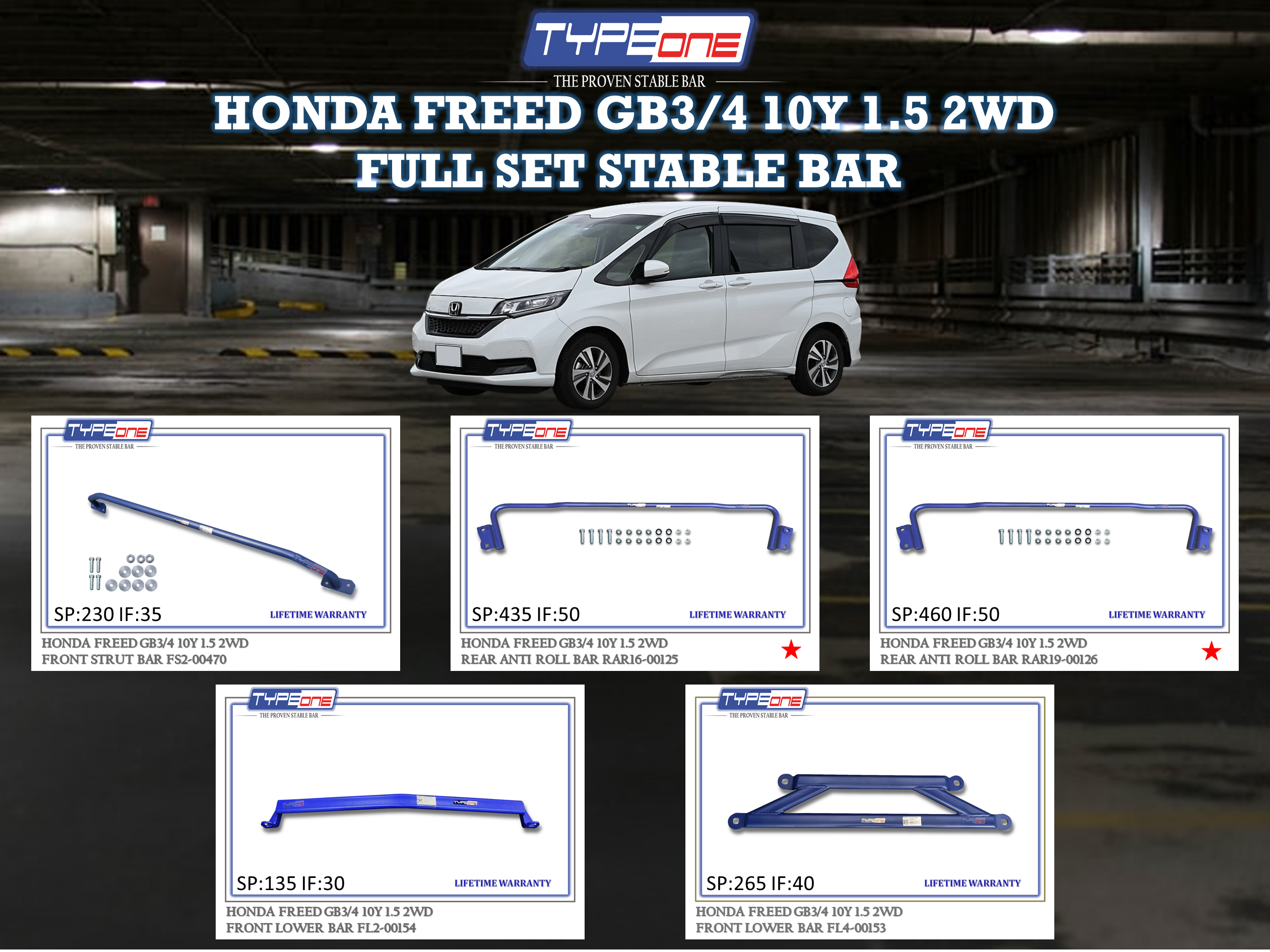 (TYPEONE) HONDA FREED GB 3-4 10Y 1.5 2WD