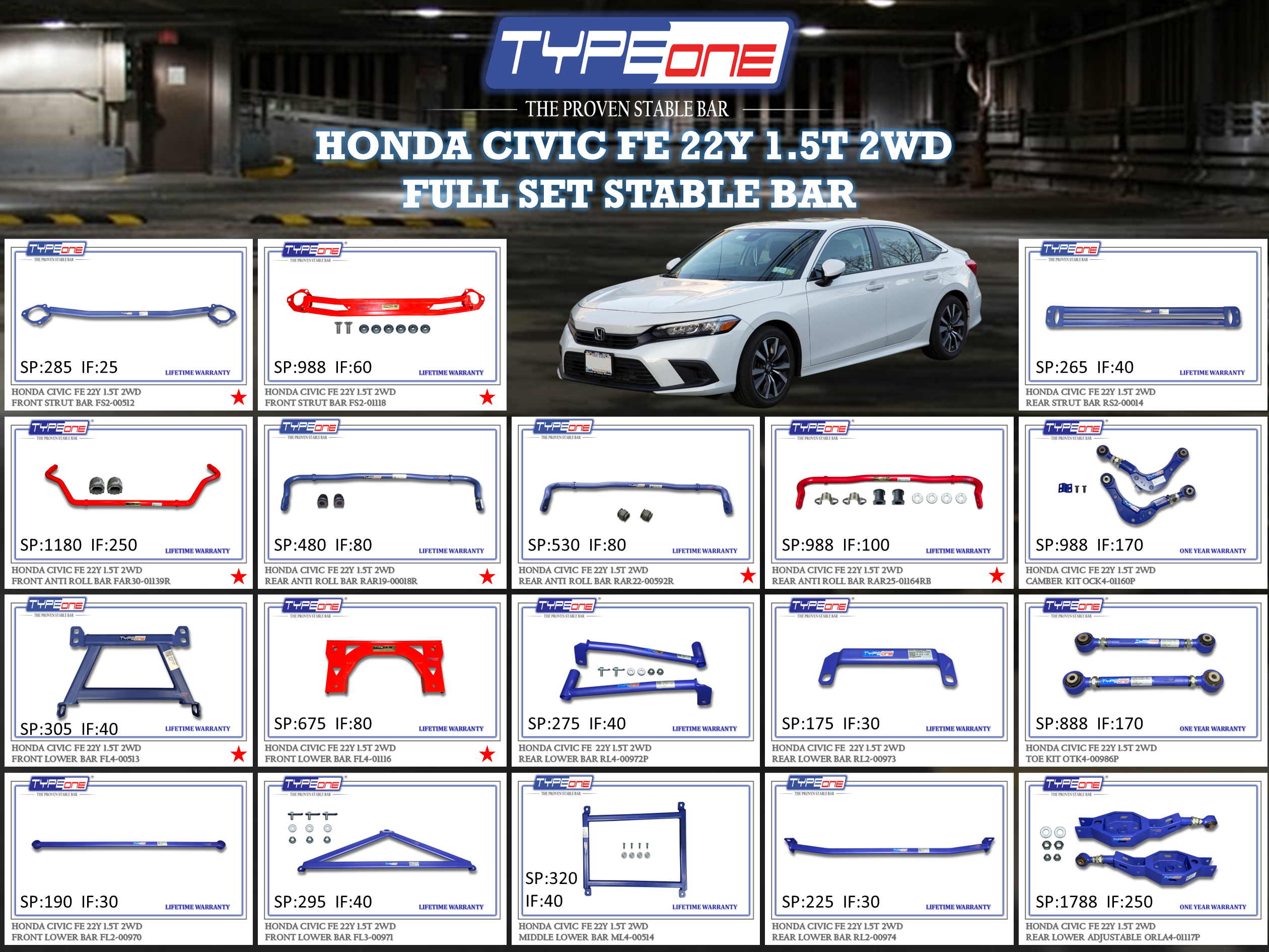 (TYPEONE) HONDA CIVIC FE 22Y 1.5T 2WD