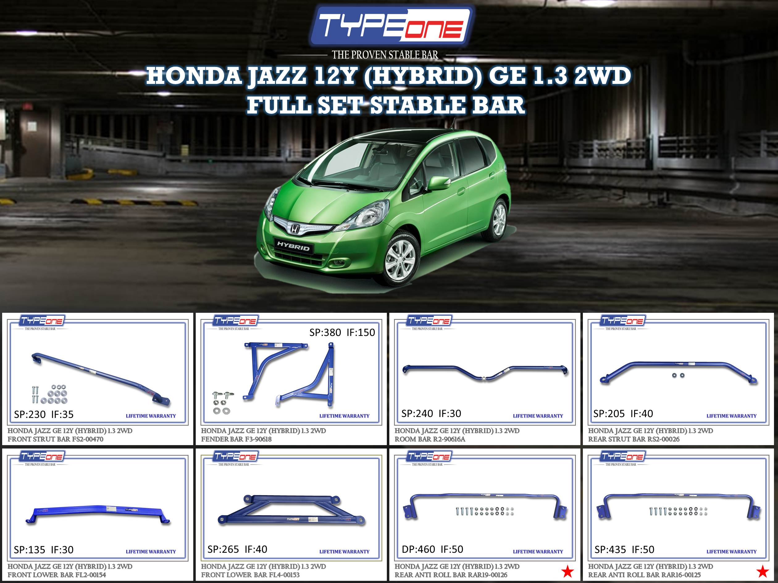 (TYPEONE) HONDA JAZZ 12Y (HYBRID) GE 1.3 2WD
