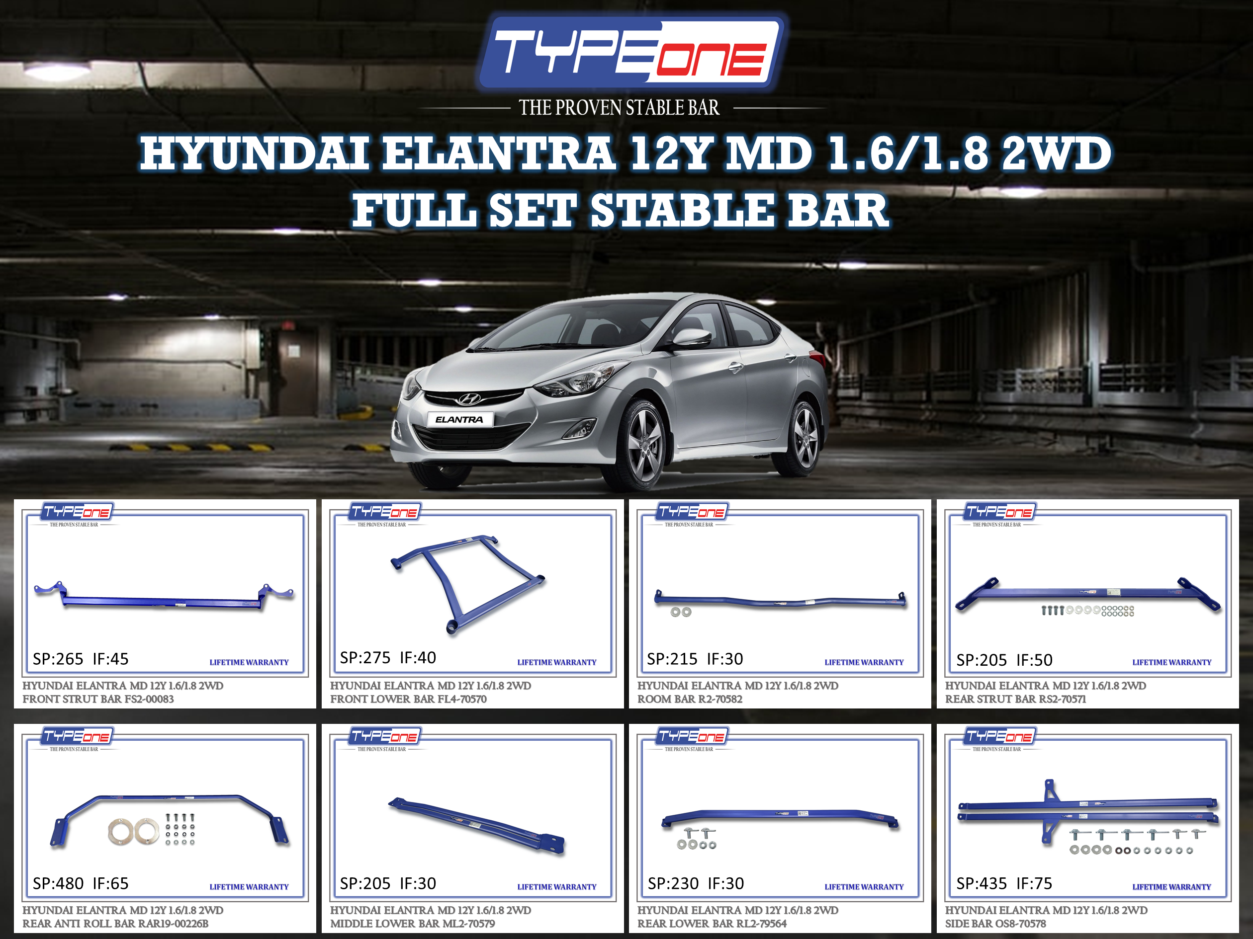 (TYPEONE) HYUNDAI ELANTRA 12Y MD 1.6 OR 1.8 2WD