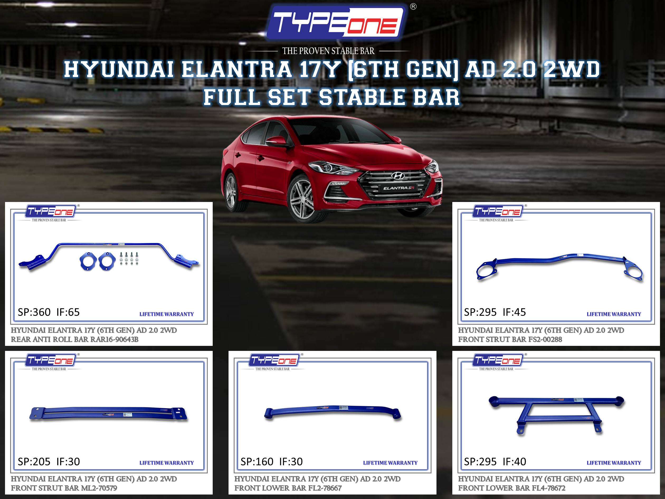 (TYPEONE) HYUNDAI ELANTRA 17Y (6TH GEN) AD 2.0 2WD