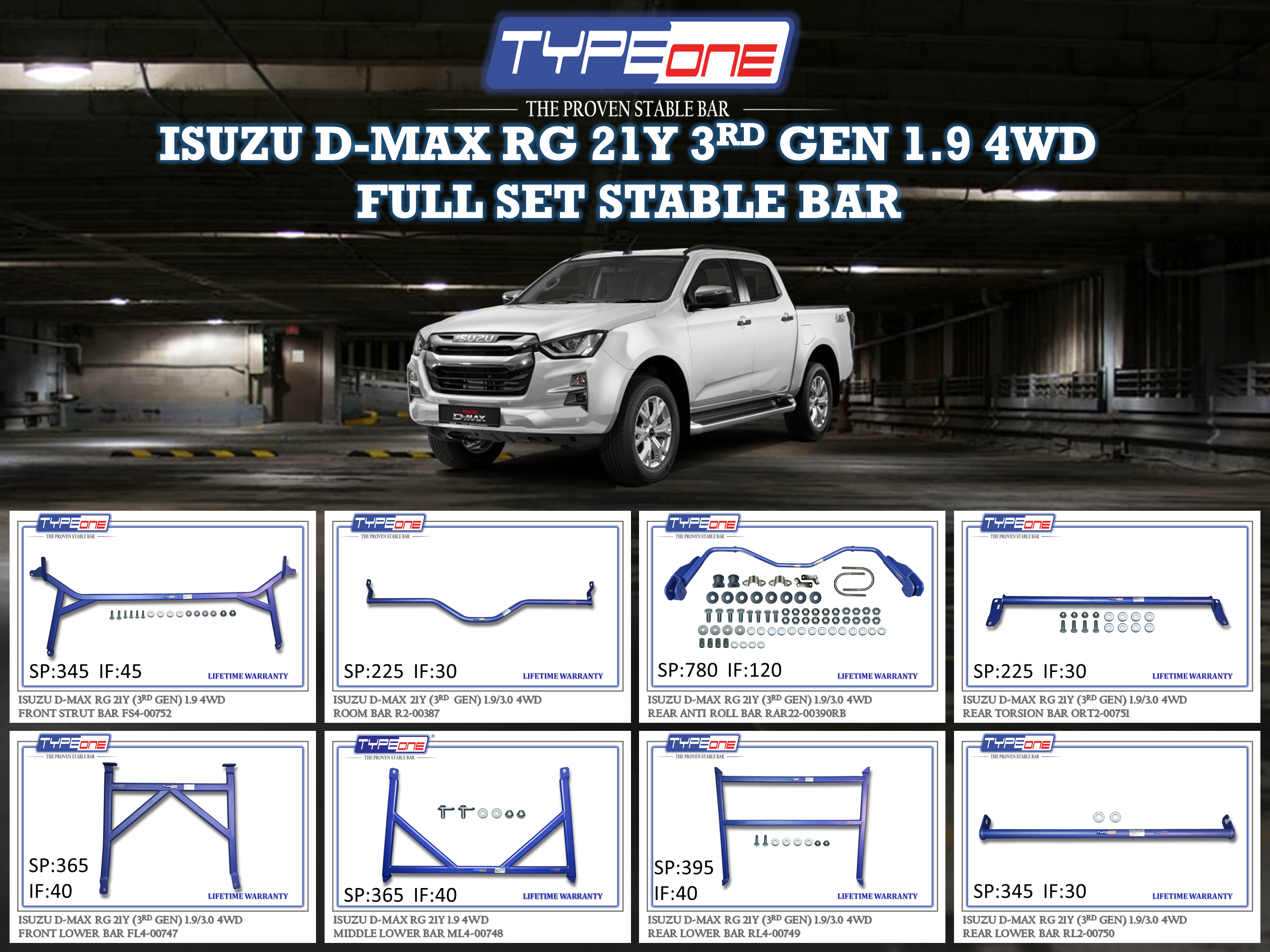 (TYPEONE) ISUZU D-MAX RG 21Y 3RD GEN 1.9 4WD
