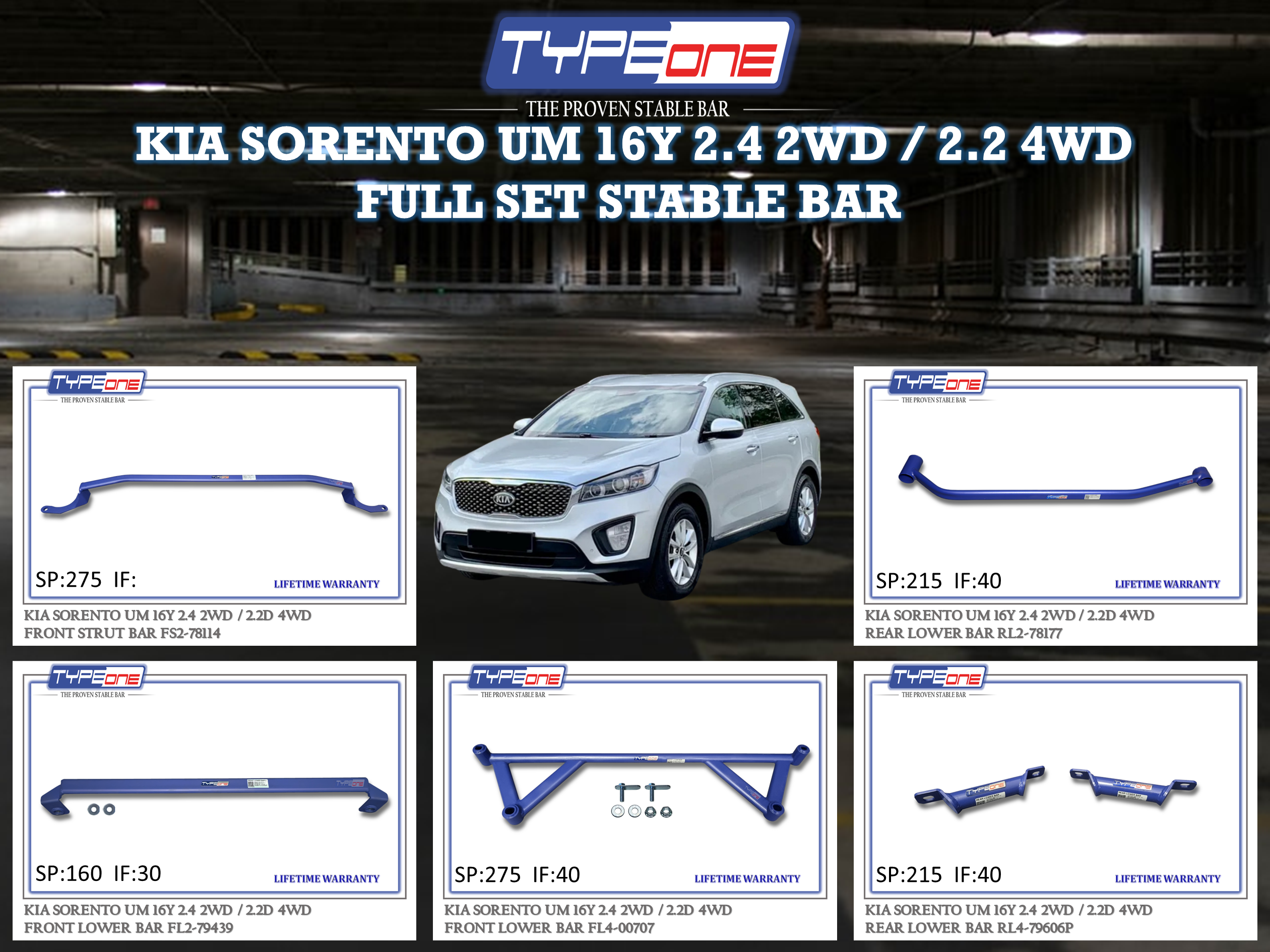 (TYPEONE) KIA SORENTO UM 16Y 2.4 2WD OR 2.2 4WD