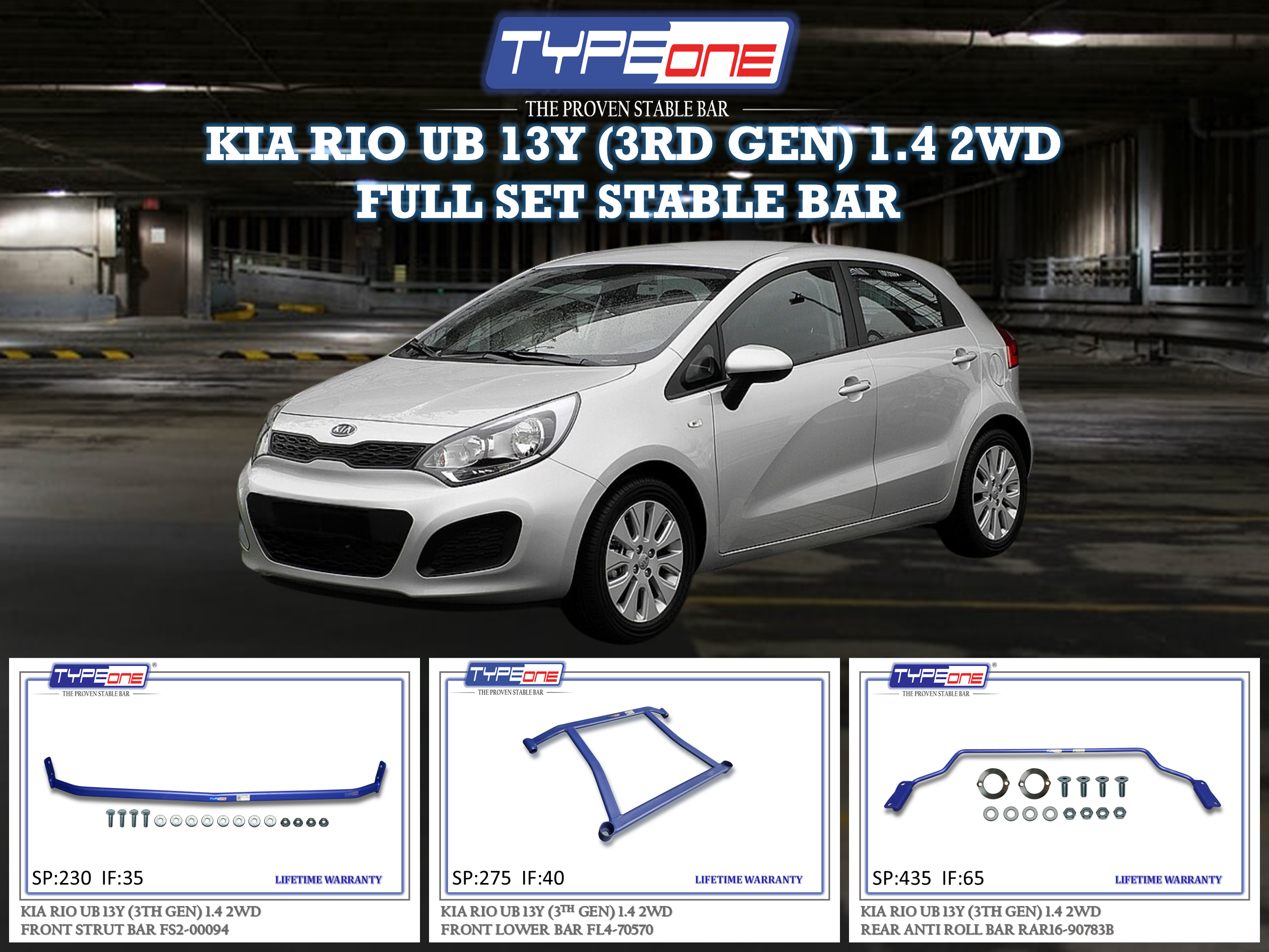 (TYPEONE) KIA RIO UB 13Y (3RD GEN) 1.4 2WD