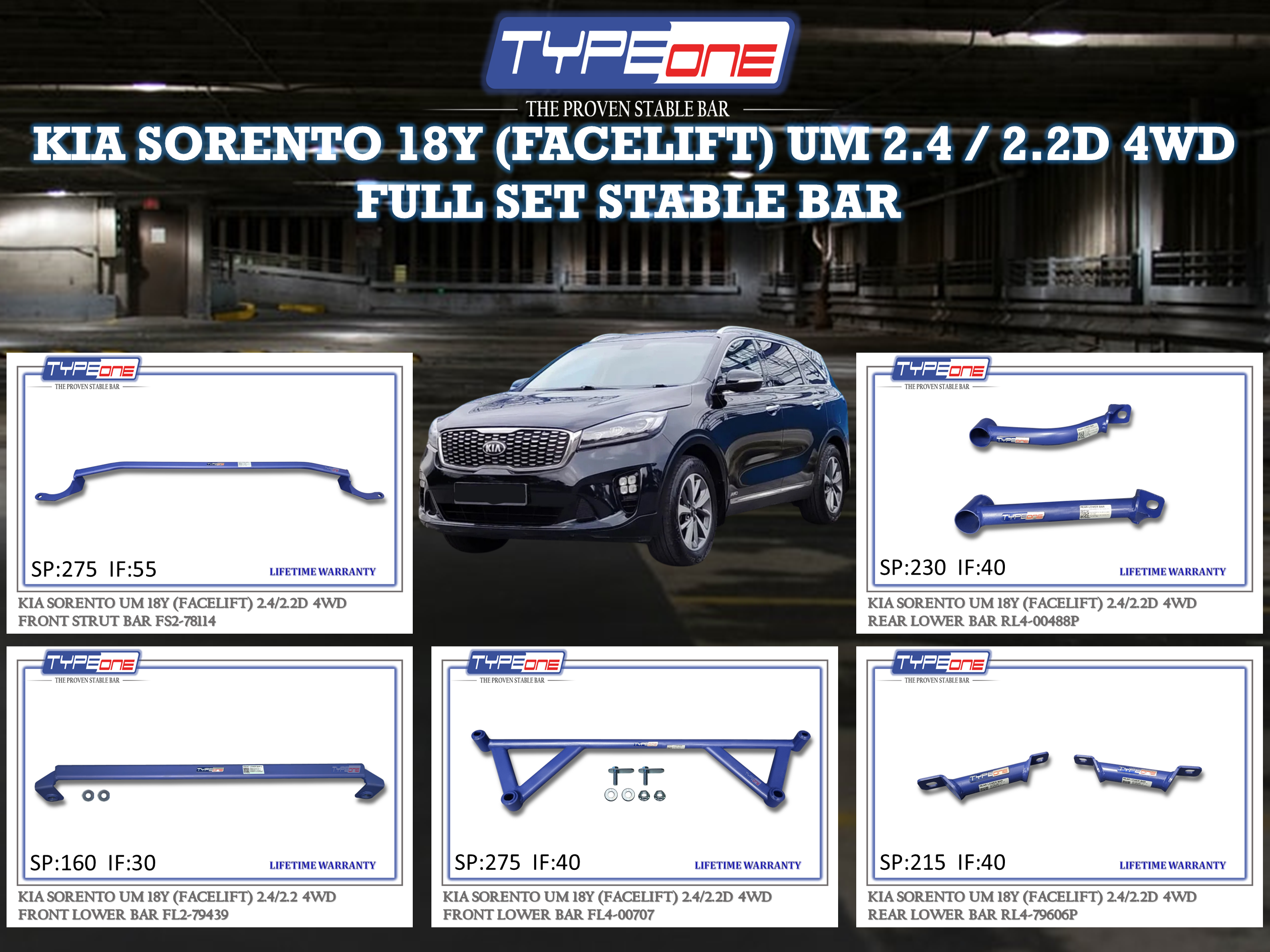 (TYPEONE) KIA SORENTO 18Y (FACELIFT) UM 2.4 - 2.2D 4WD