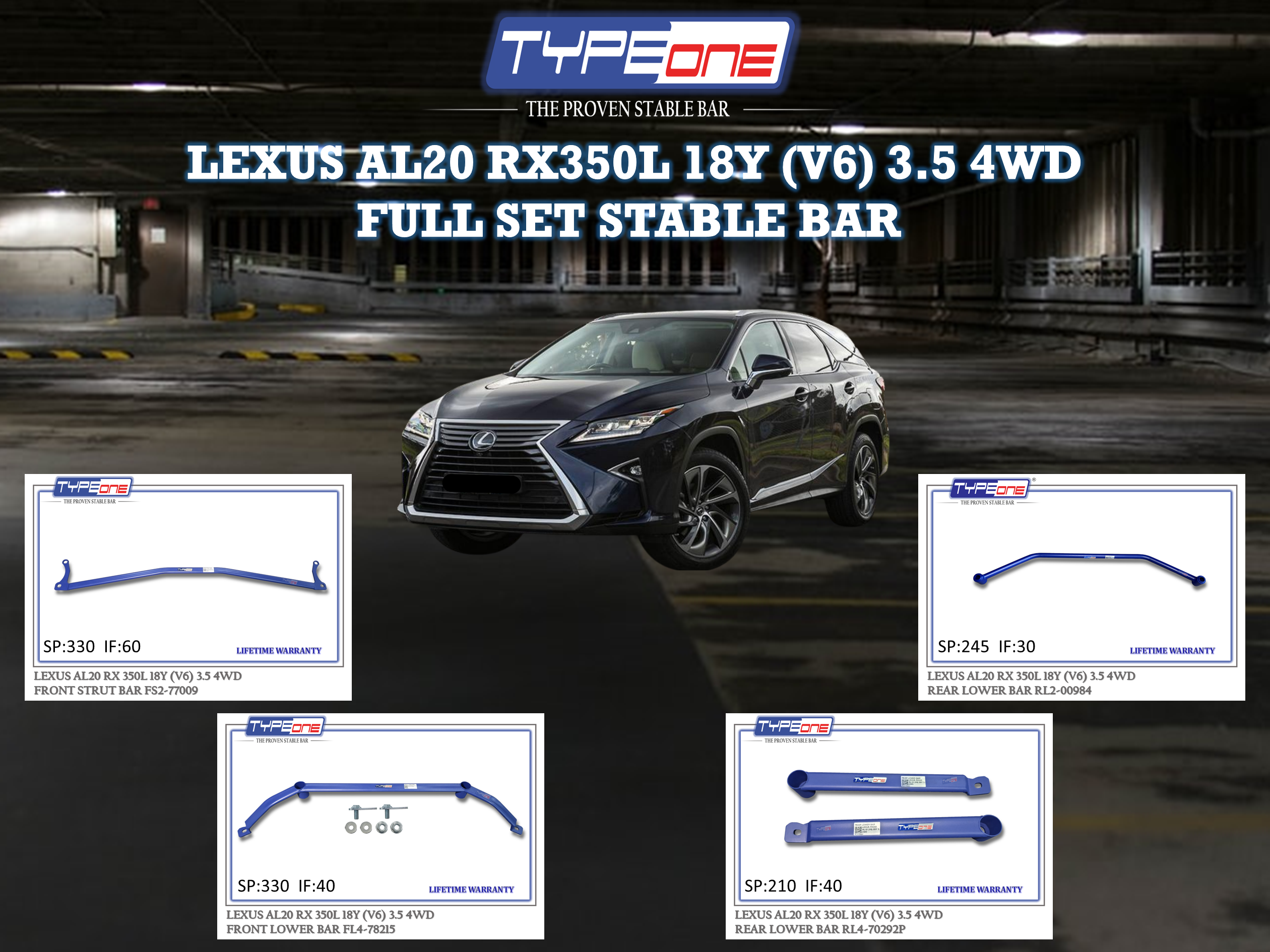 (TYPEONE) LEXUS AL20 RX350L 18Y 3.5 (V6) 4WD