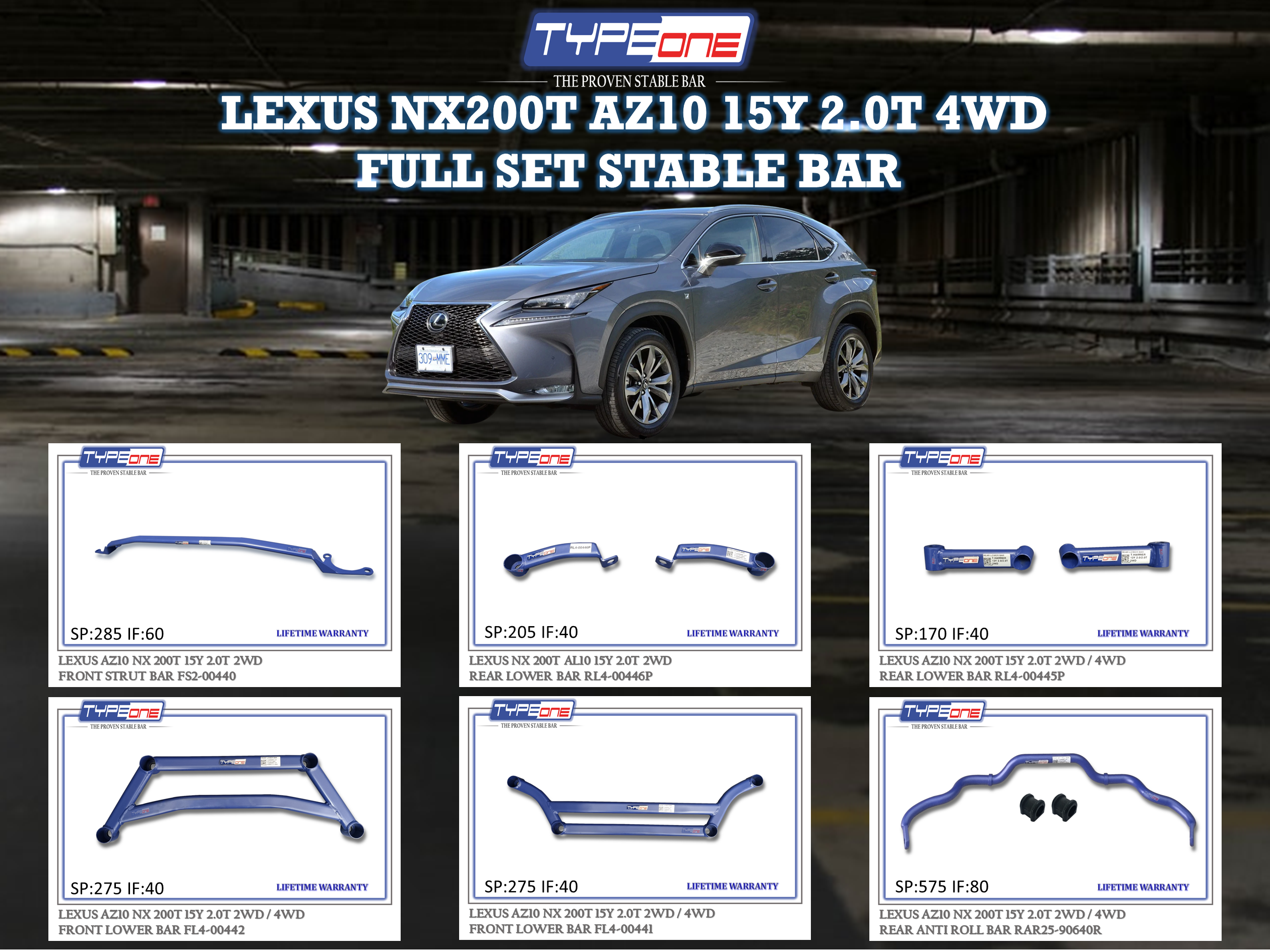 (TYPEONE) LEXUS AZ10 NX200T 15Y 2.0T 4WD