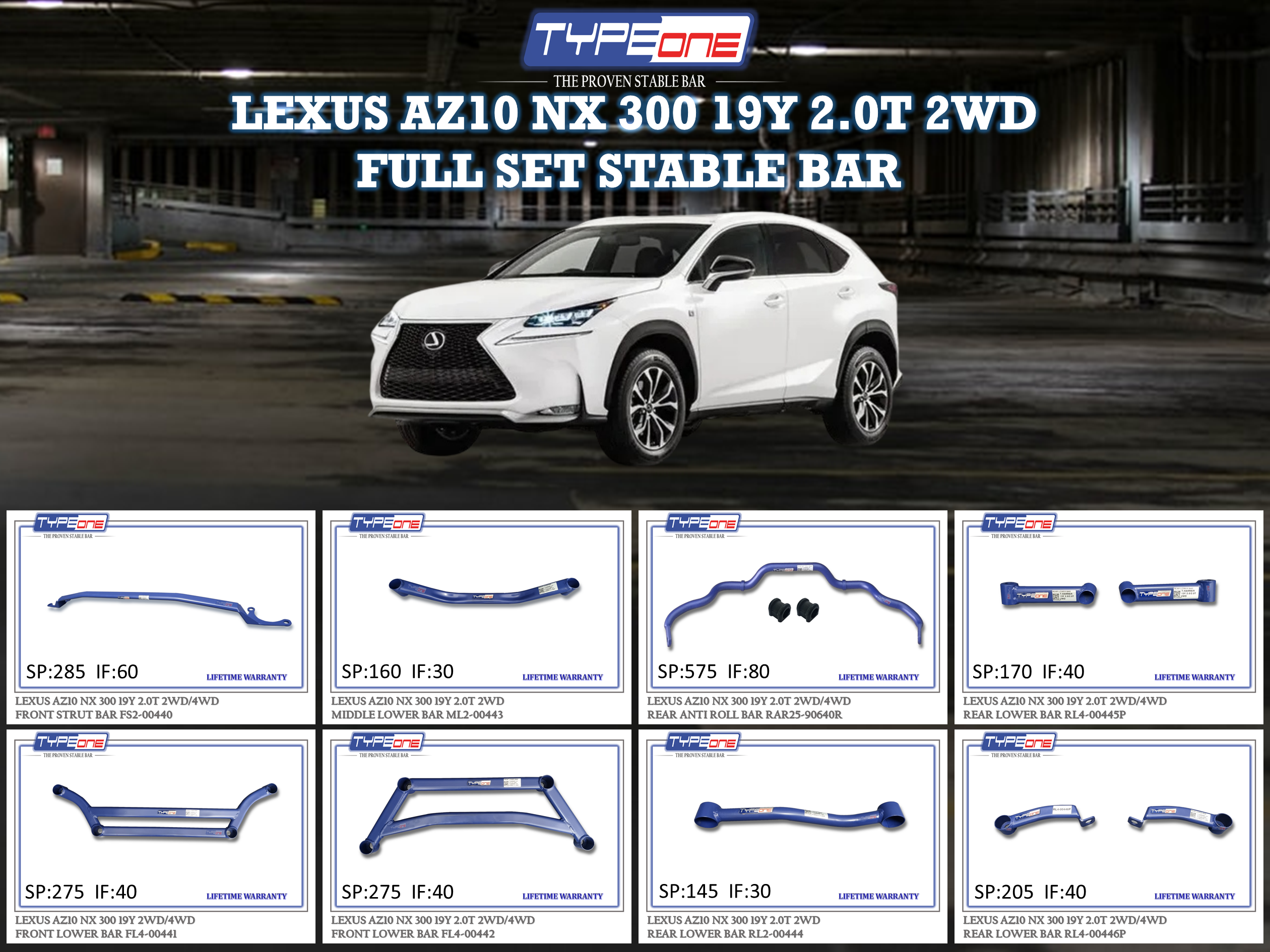 (TYPEONE) LEXUS AZ10 NX 300 19Y 2.0T 2WD OR 4WD